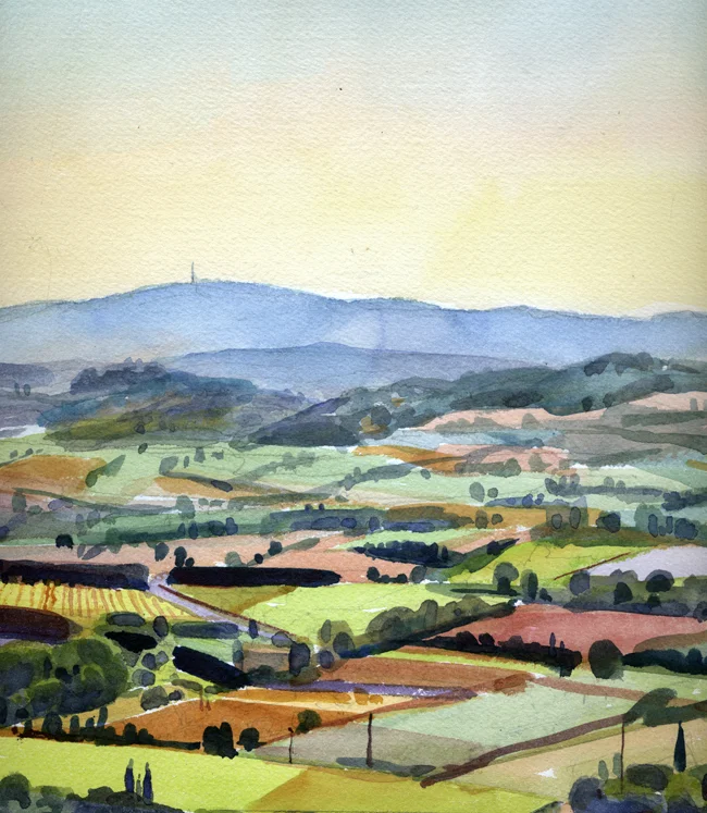 "Provence Vista", watercolor, 15” x 11”, framed in gold, 18” x 16”, $275.00. Purchase here . SOLD