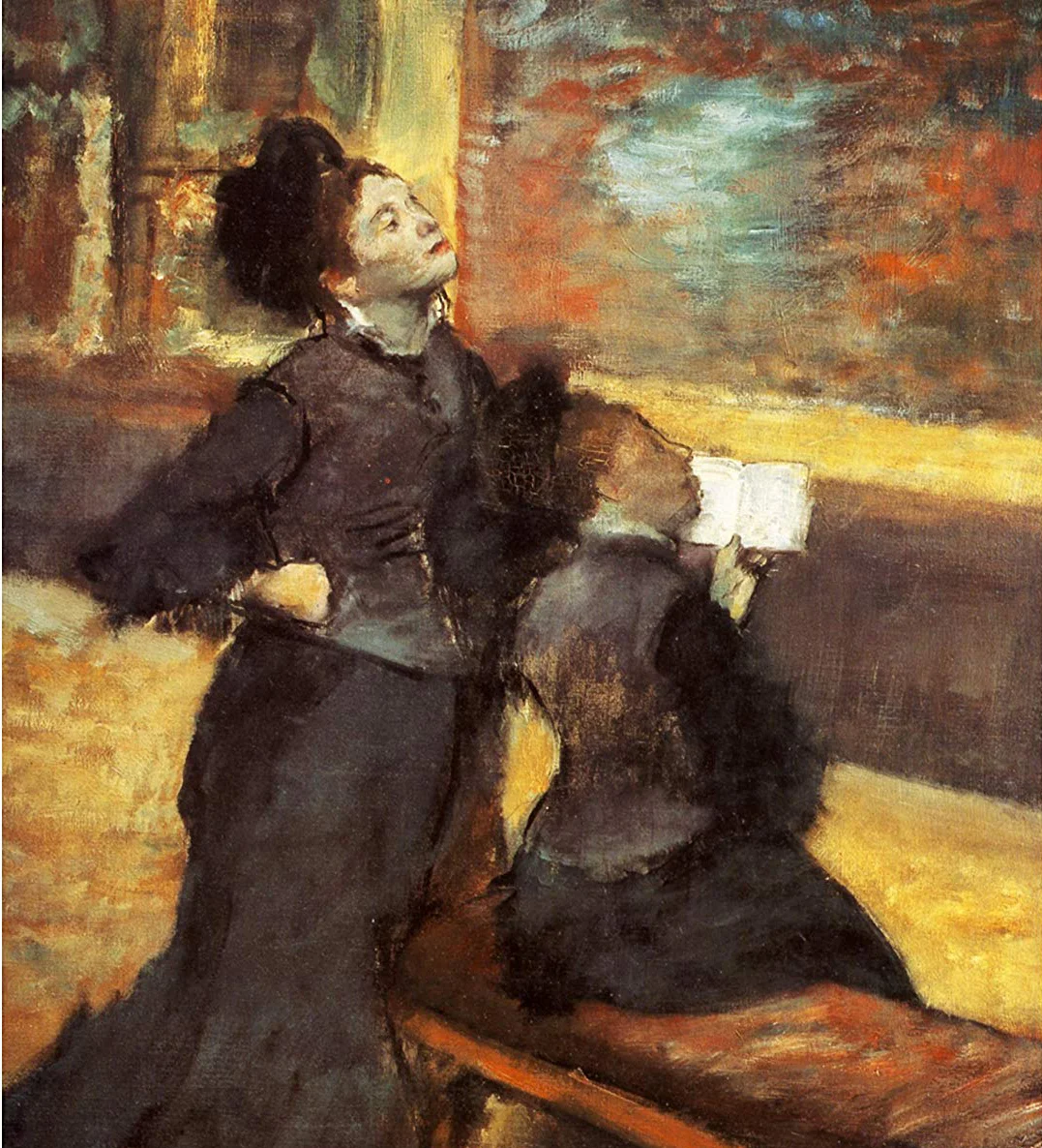 Edgar Degas, “Women Visiting a Museum” (detail) oil on linen