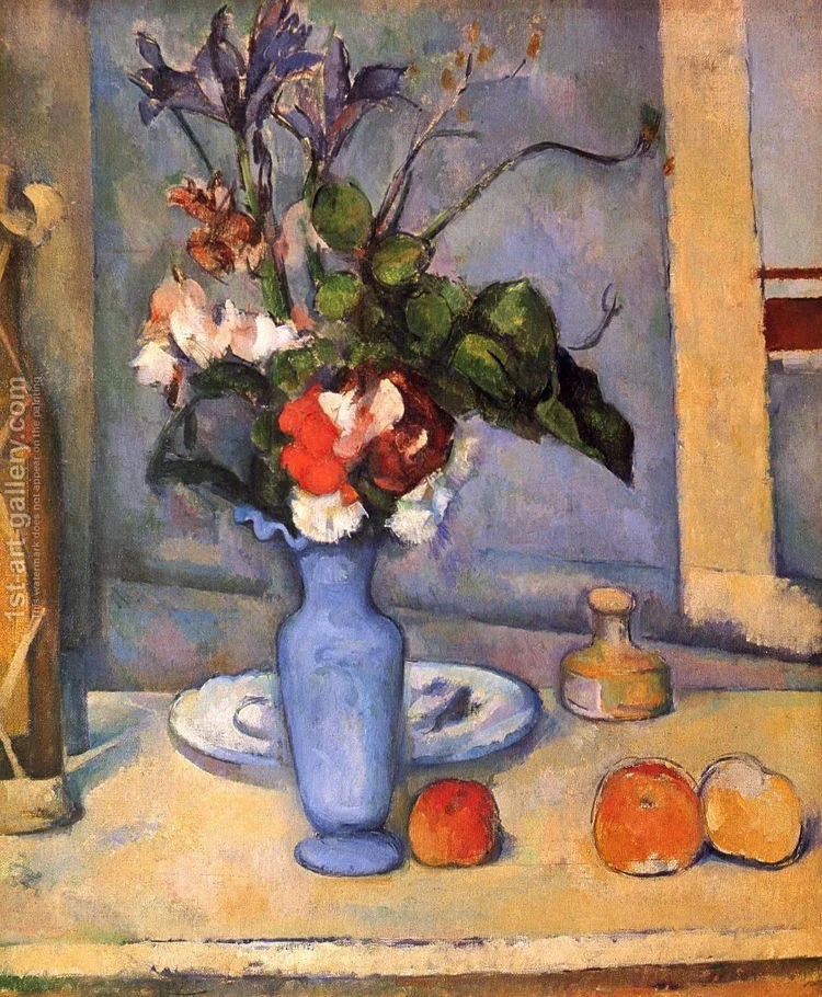 Paul Cezanne, “Flowers in a Blue Vase”, oil on canvas