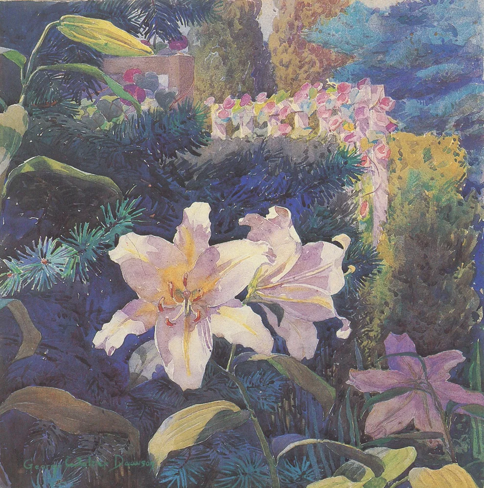 George Walter Dawson, “Auratum Lilies”, watercolor