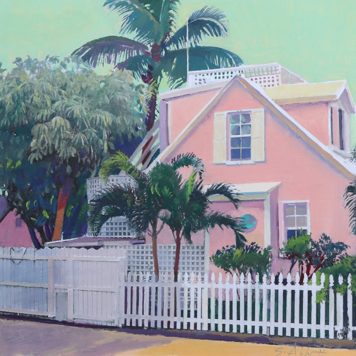 SOLD     "Pink House and White Fence"