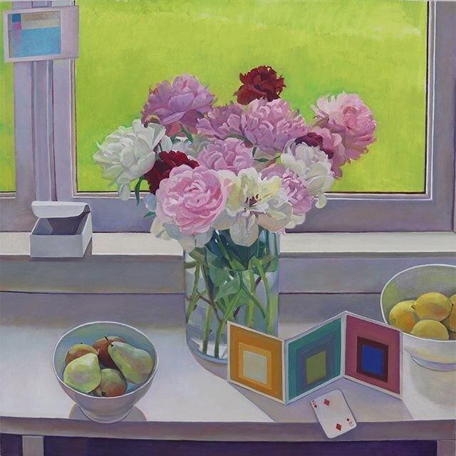 I have a new 36&quot; x 36&quot; oil painting available, &quot;Peonies by a Window&quot;. I brought peonies from my grandmother's garden when I moved to Vermont, and every year when they bloom, they remind me of her. They are such a fragile and beaut