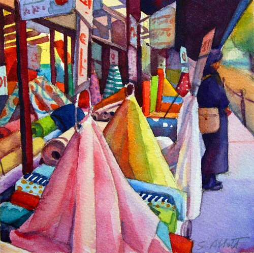 Susan Abbott, “Saint-Pierre Market”, 6” x 6”, watercolor