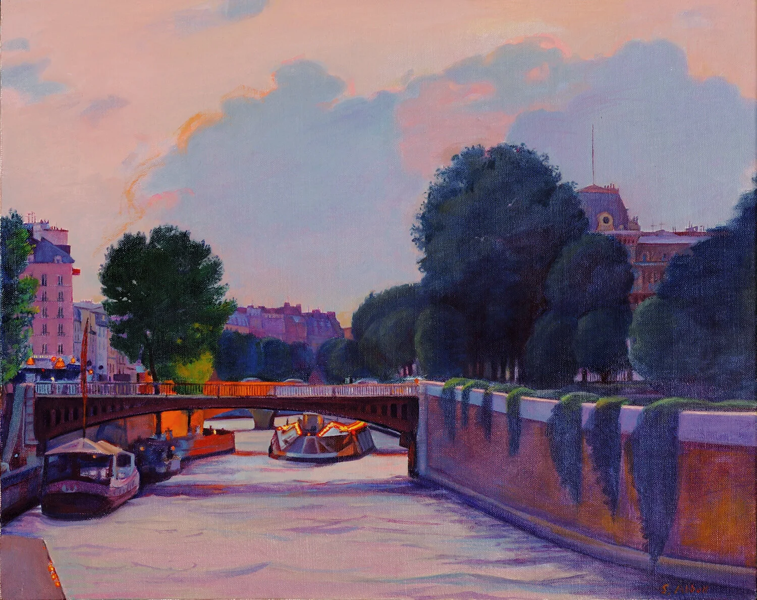 Susan Abbott, “The Seine, Evening” (detail), 20” x 28”,  oil on linen