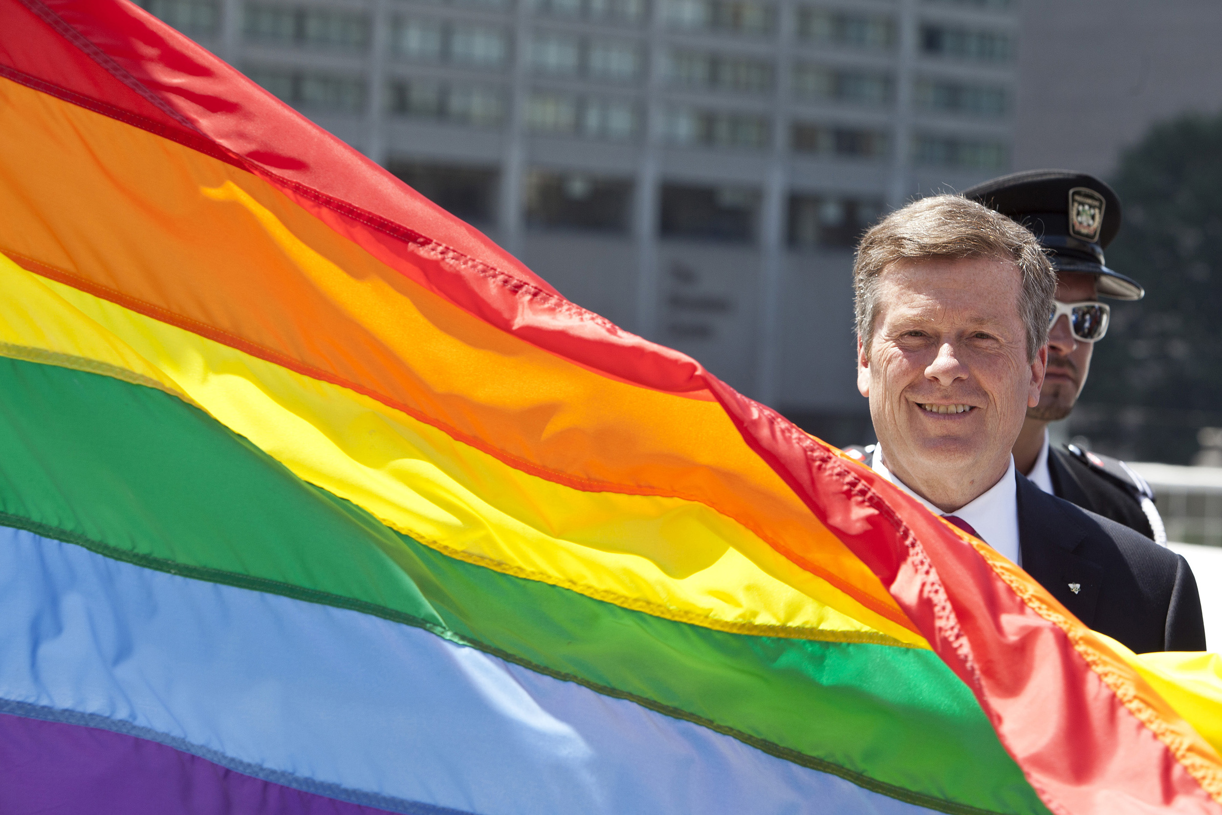 Pride flag raising at Toronto City Hall