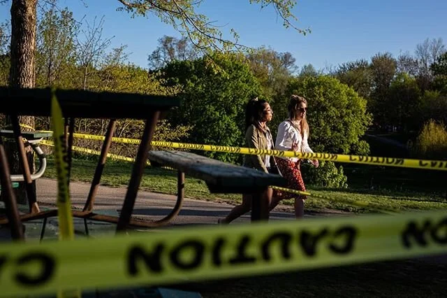 Picnic tables are marked off by caution tape to help promote social distancing in Trinity Bellwoods Park. #covid_19 #coronavirus #toronto #torontophoto #torontophotographer #trinitybellwoods #canoncanada