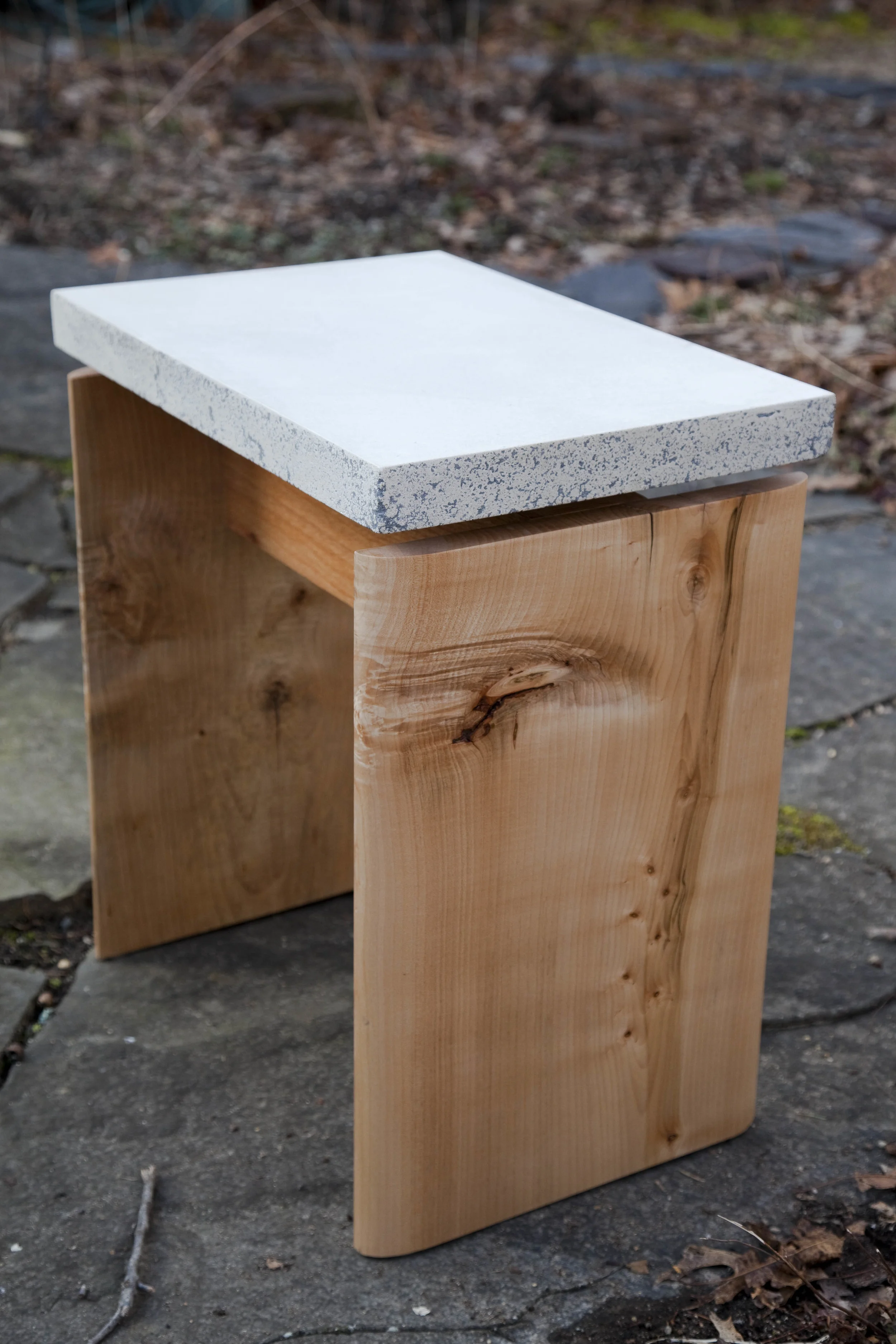 Cement & maple bedside table by valebruck.com