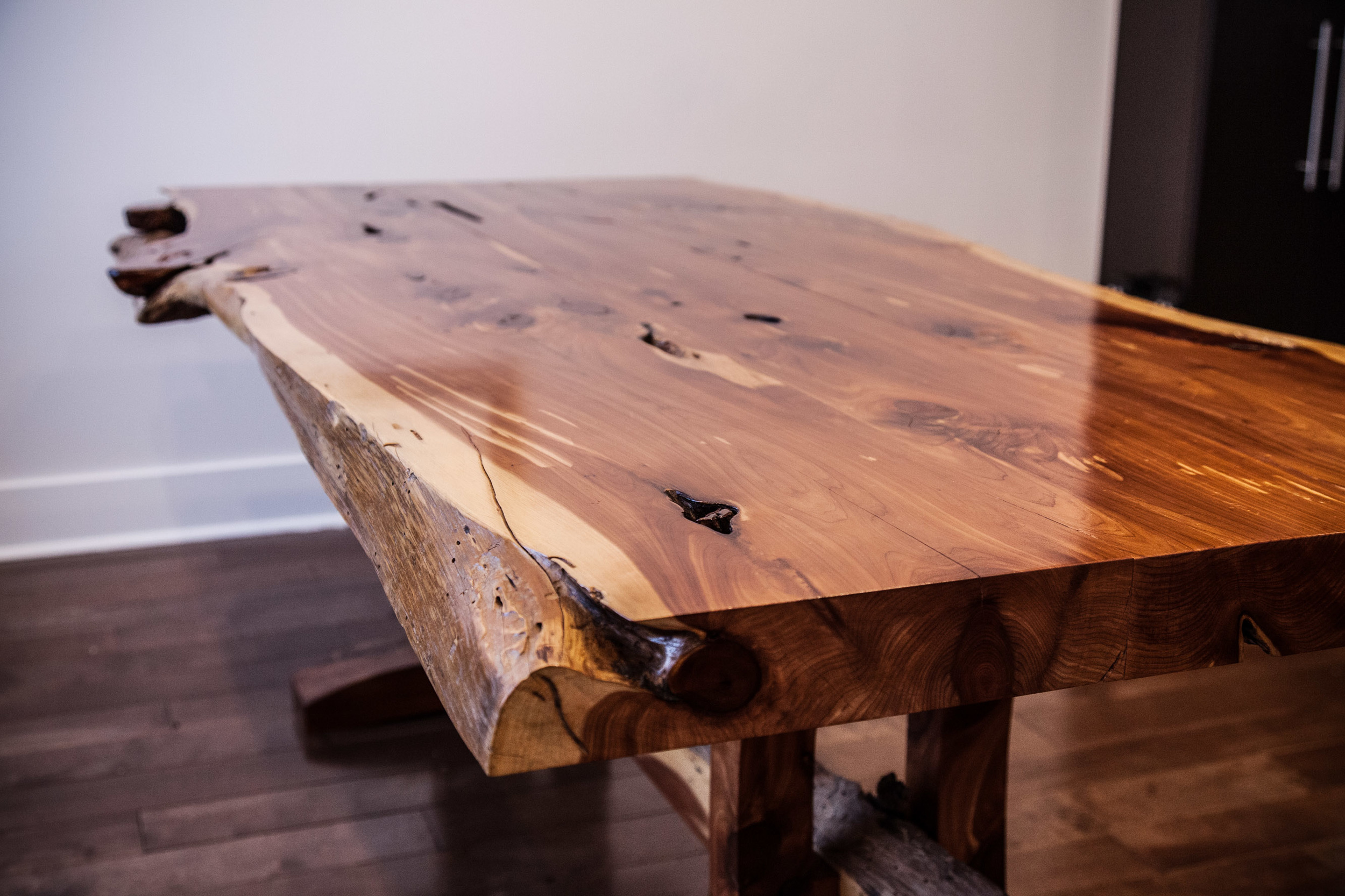 Live edge cedar slab table by valebruck.com