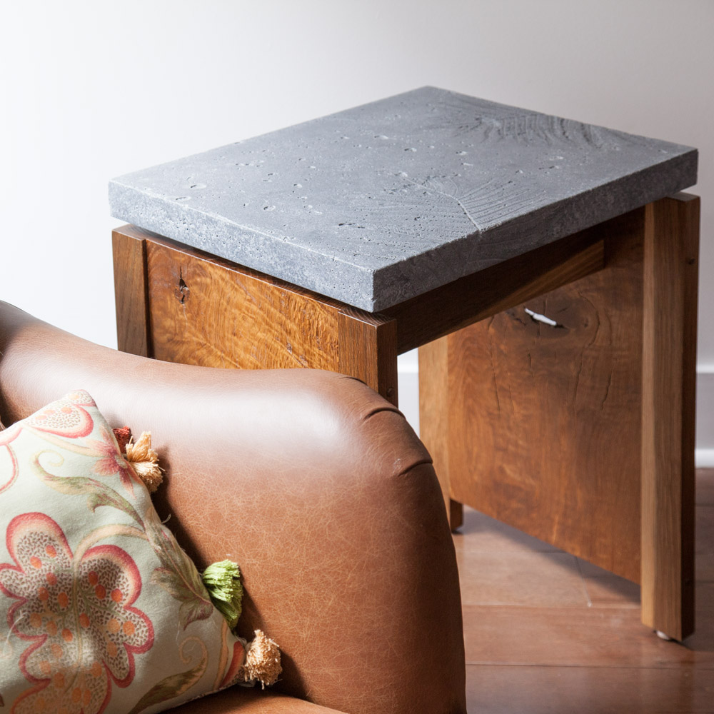 Cement fern "fossil" side table by valebruck.com