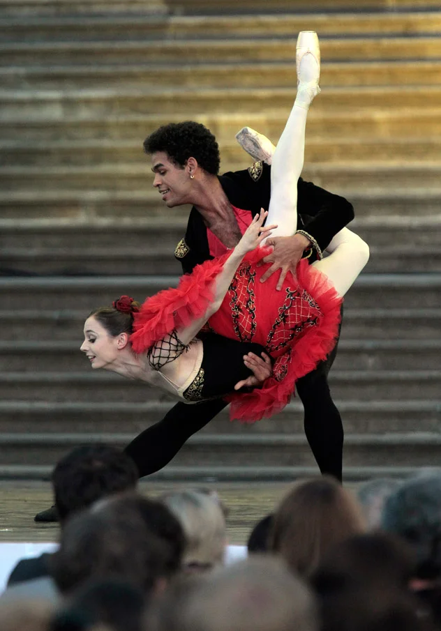 Jonah Acosta and Maria Kochetkova performing at Boris Eifman and Ballet Stars Gala at Mikhailovsky Castle in St. Petersburg. Photo by Alexey Danichev