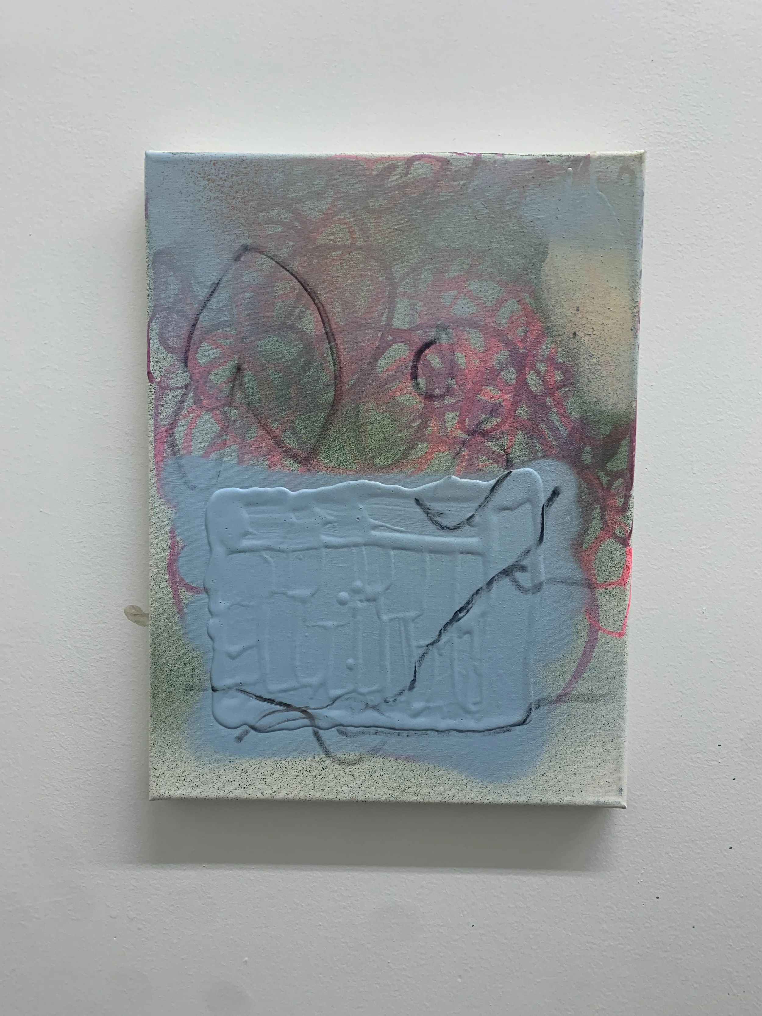  12 x 16 inch painting on linen canvas, copper nails 