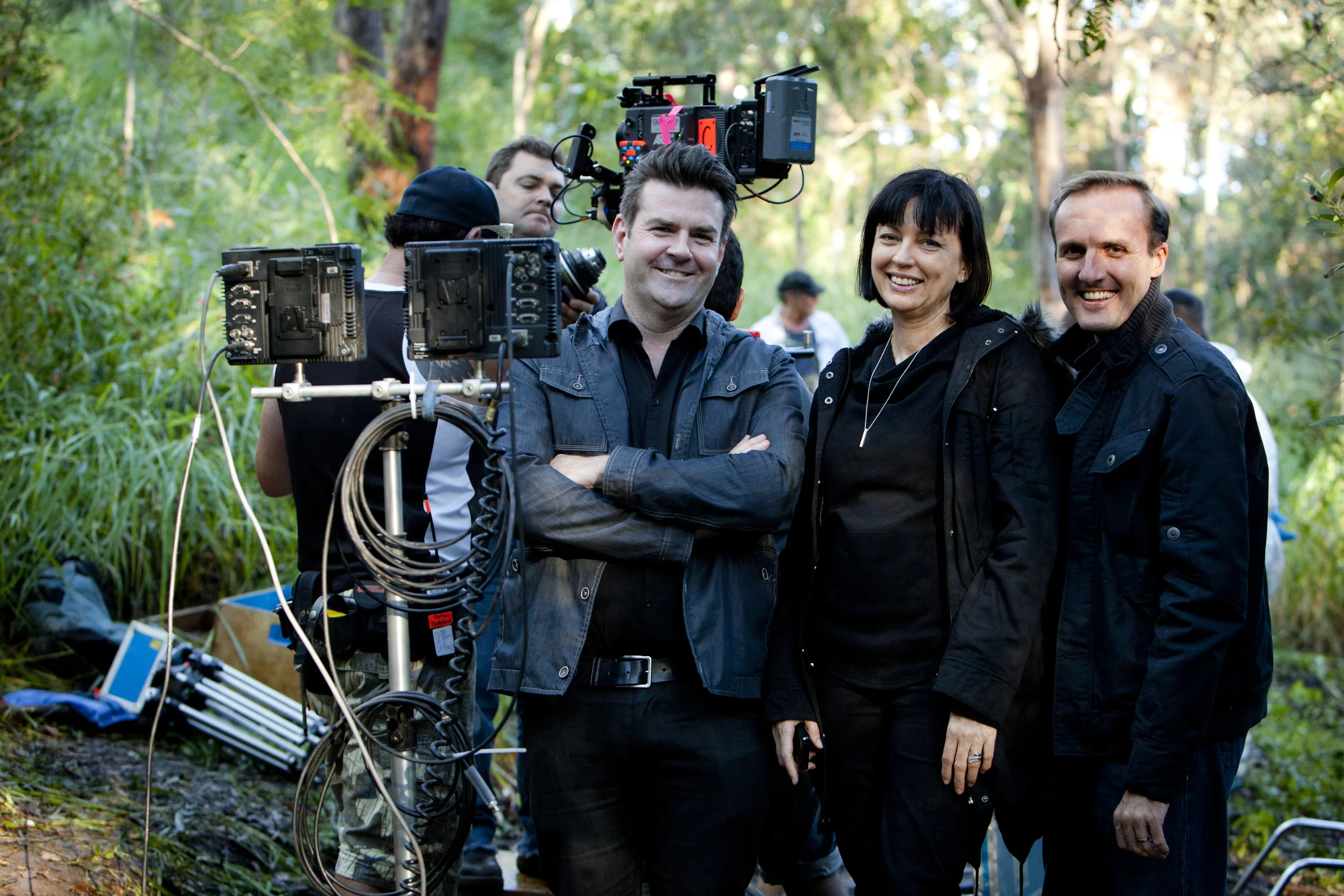Members of the Hoodlum team (front from left): Founder and Chief Creative Officer, Nathan Mayfield; Founder and Chief Executive Officer, Tracey Robertson; Head of Television, Leigh McGrath.