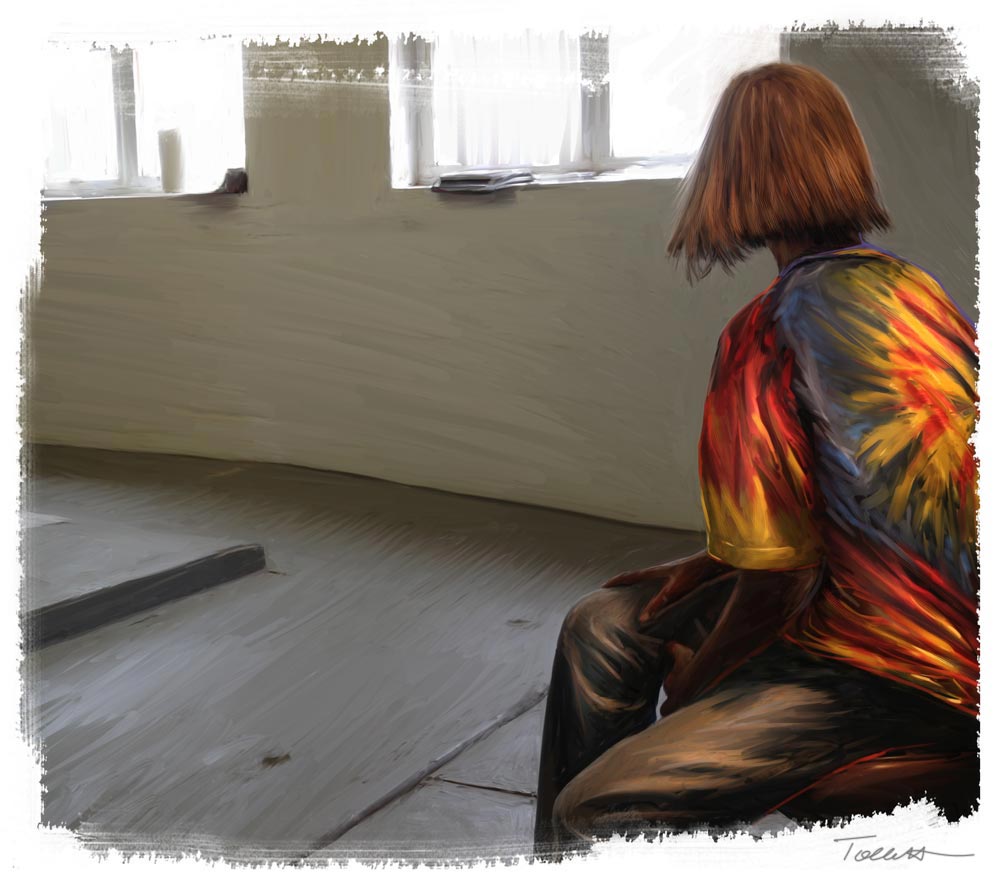 G in her studio