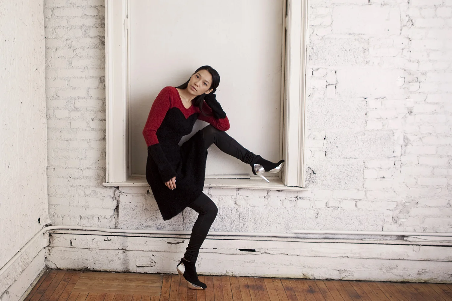 Flared Feather Sweaterdress