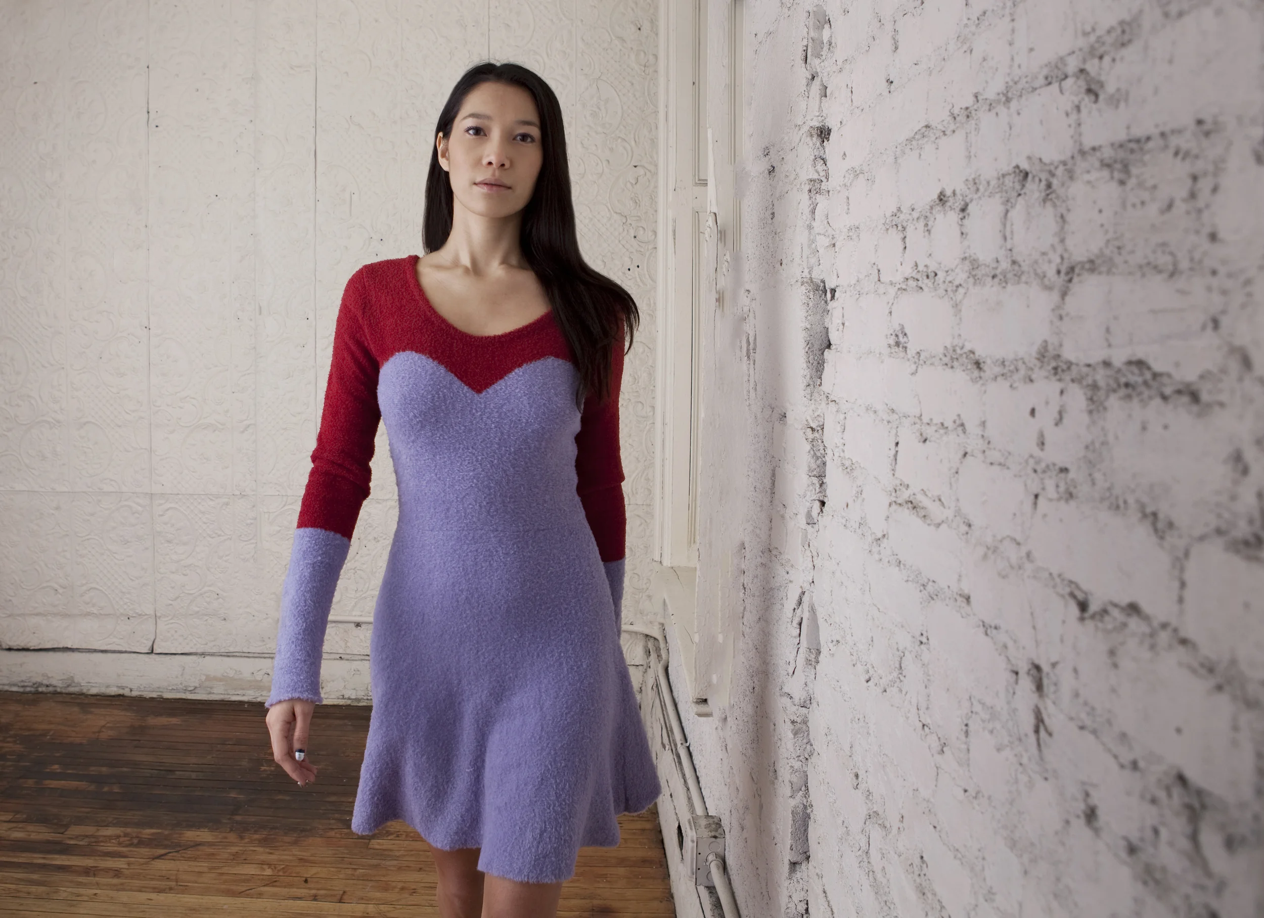 Flared Feather Sweaterdress