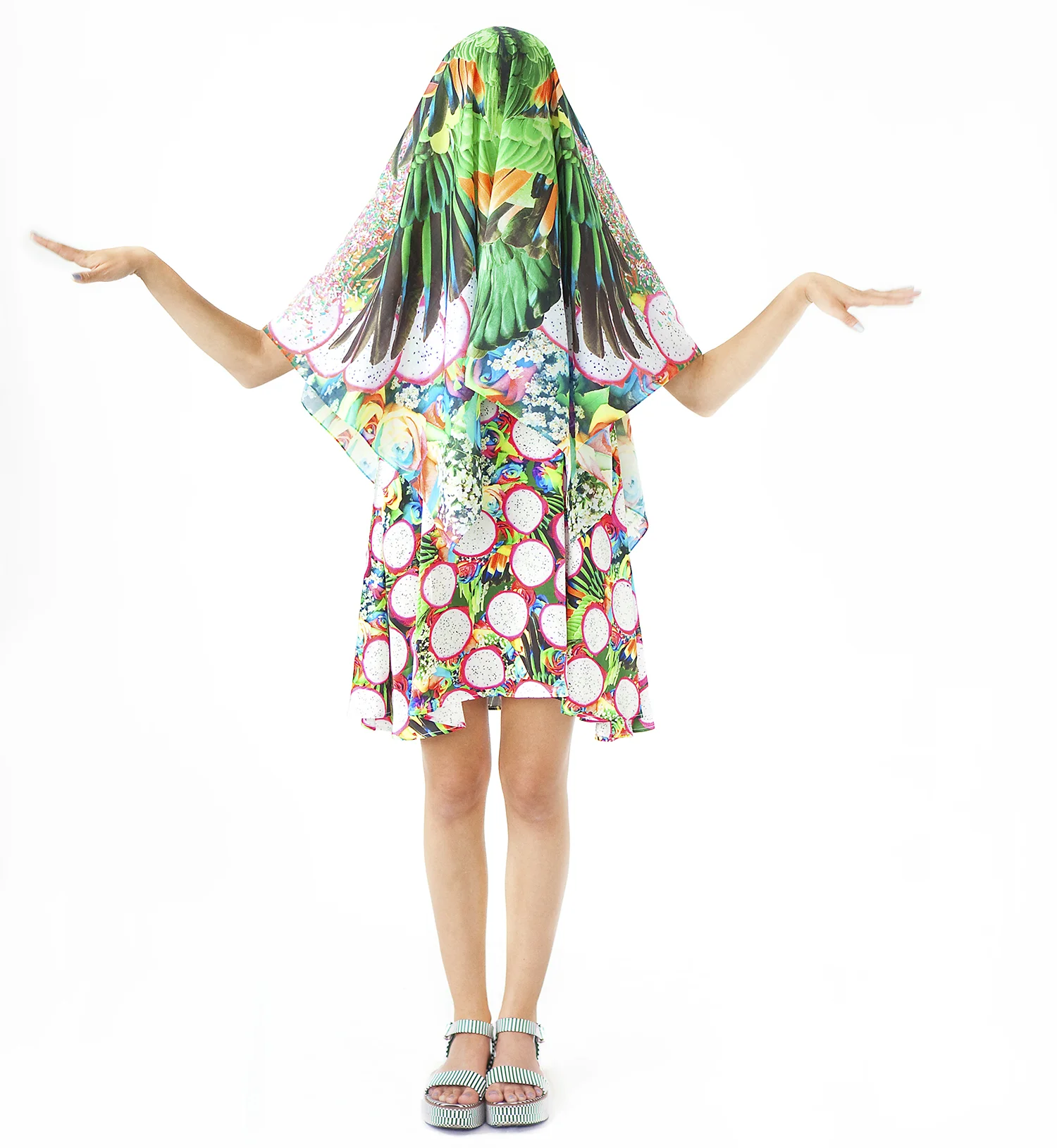 Paradise Mandala Scarf in Cotton Voile, Paradise Silk Satin Tent Dress