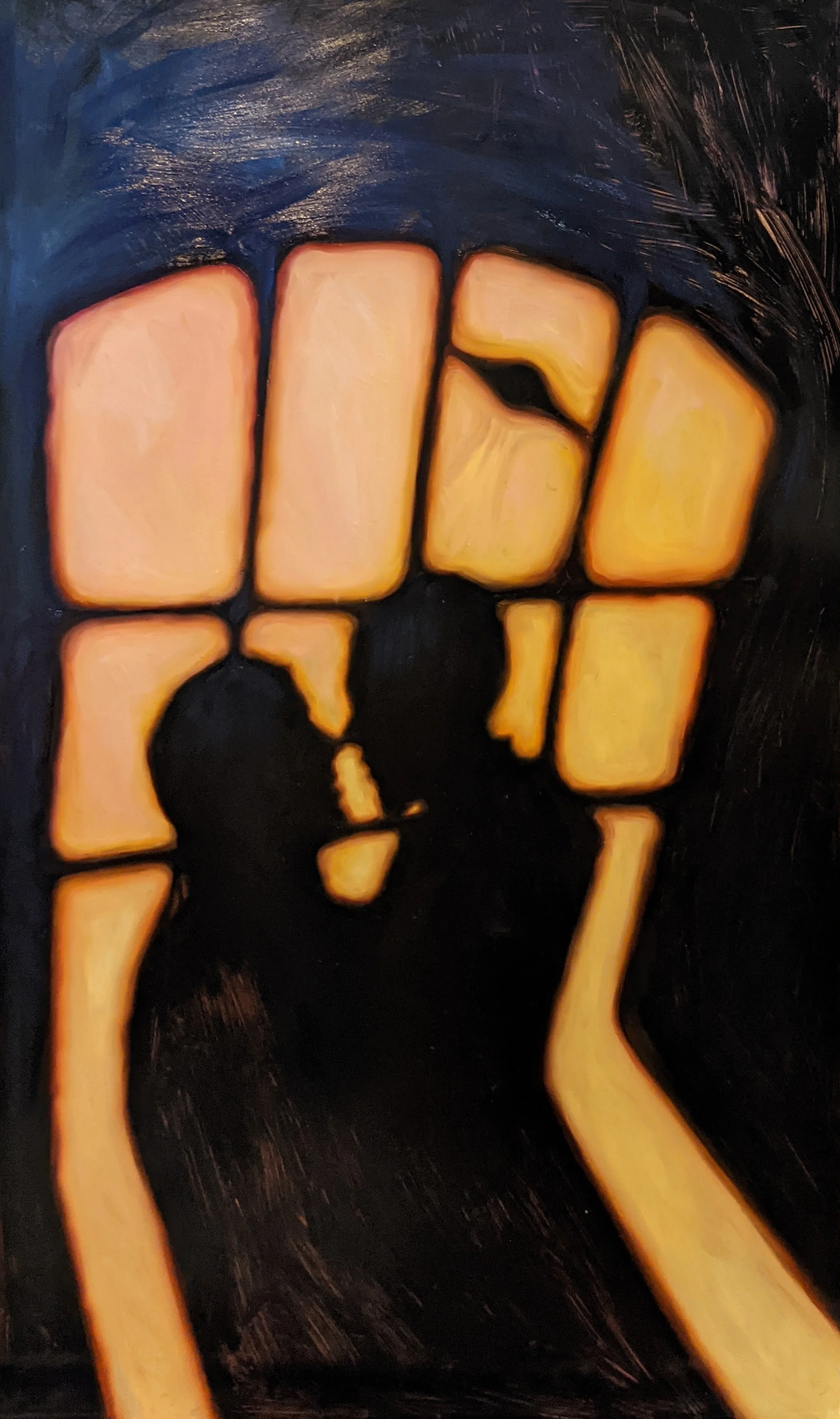 Contact, oil on copper, 750x450mm