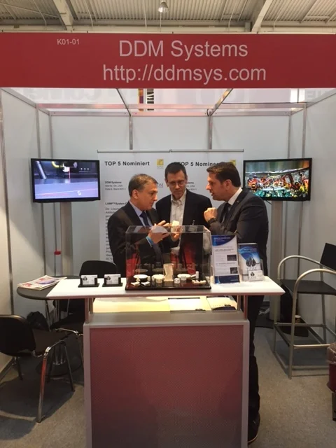 Olaf Lies, Minister for Economics, Labour and Transport for the German State of Niedersachsen (Lower Saxony) Congratulated DDM Systems' with a Booth Visit at the 2016 Hannover Messe on April 26