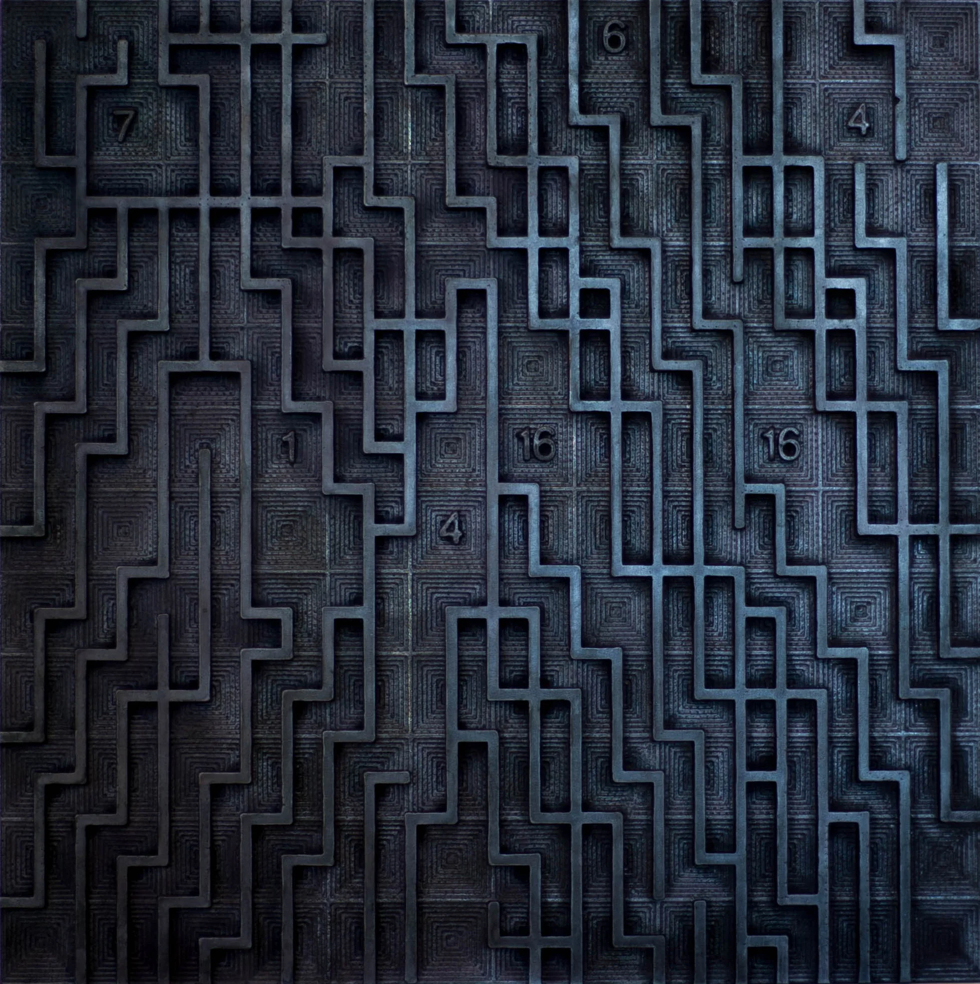  The Forest and The Trees  by Micah Lexier  Brookfield Place Calgary  27 feet square consisting 1225 bronze-coated, cast aluminum tiles 