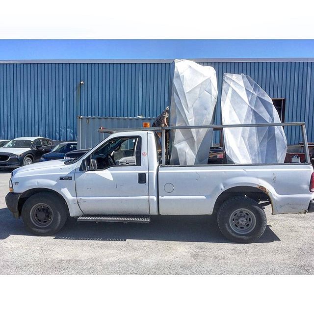 Our beautiful white pickup... and some other things #stainlesssteel #customfabrication #publicart @marman_borins @jamesmsk