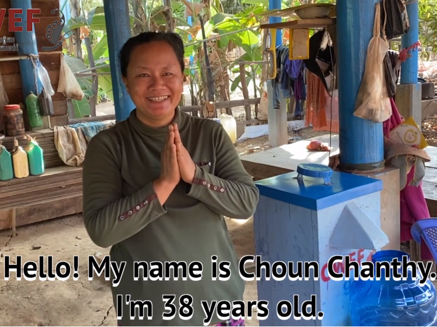 Chanthy, a recent recipient of a Biosand Water Filter from CWEF
