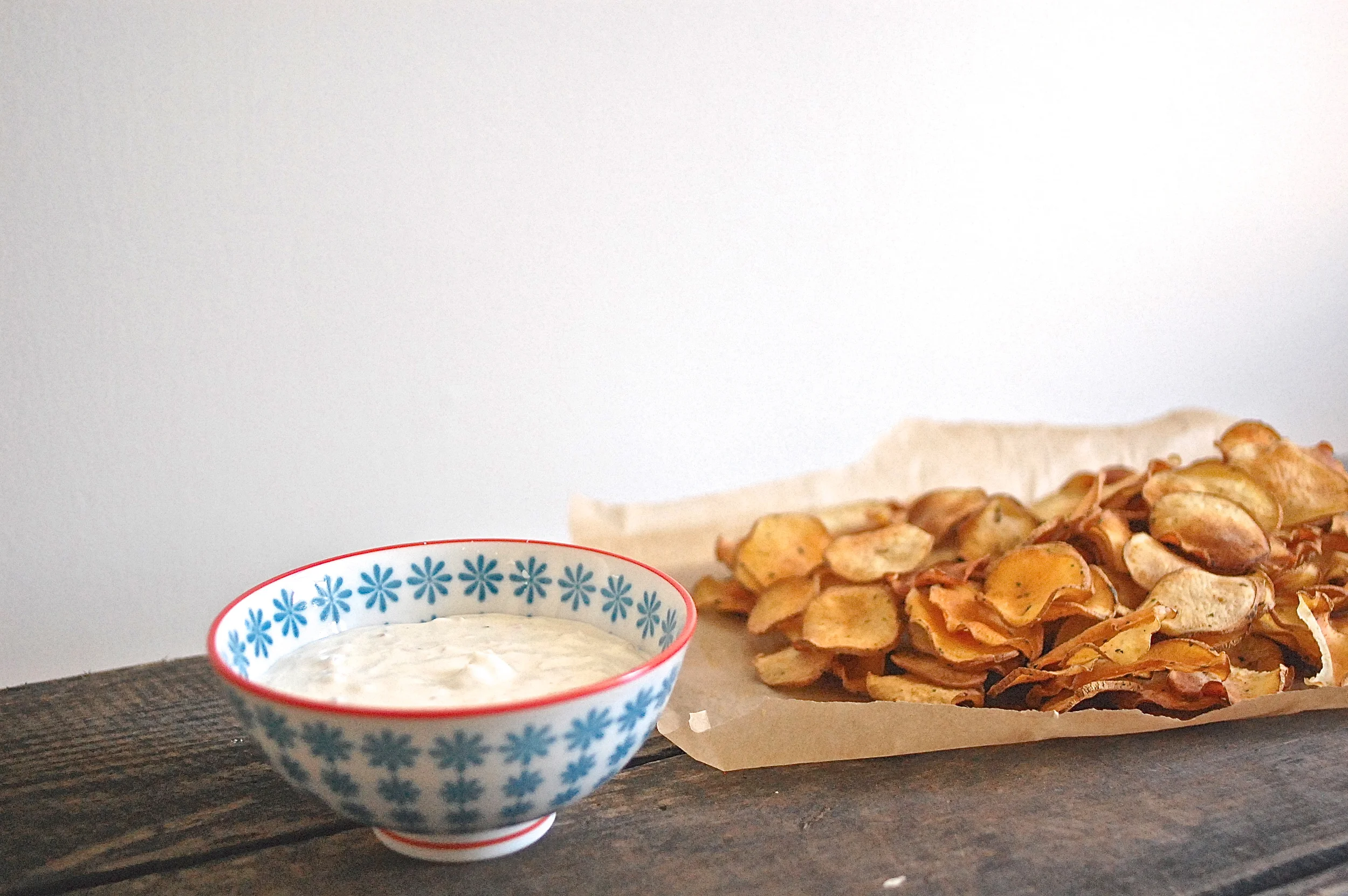 baked potato chips + dip