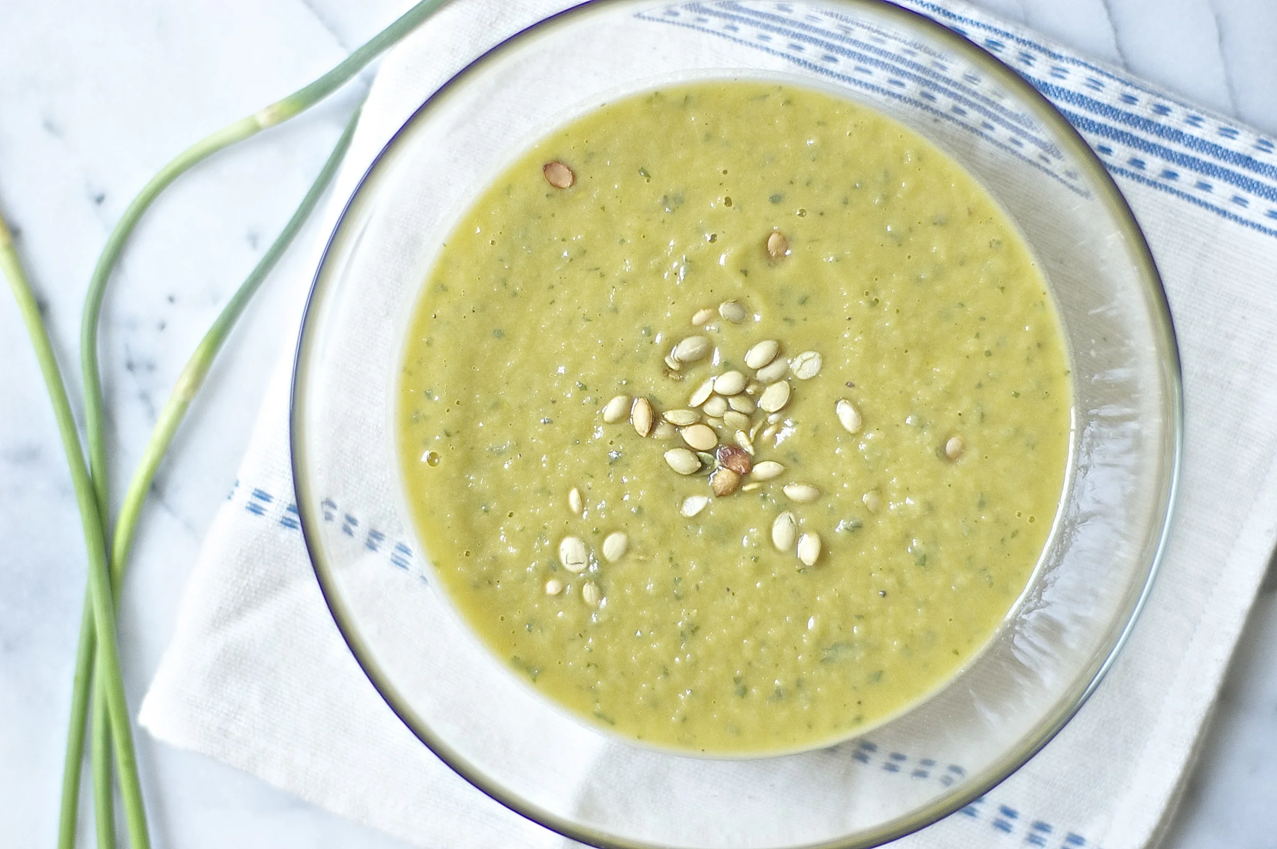 garlic scape basil soup