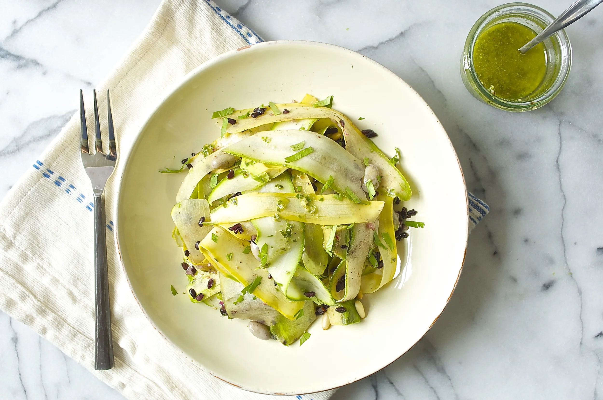 cranberry bean + ribboned zucchini salad
