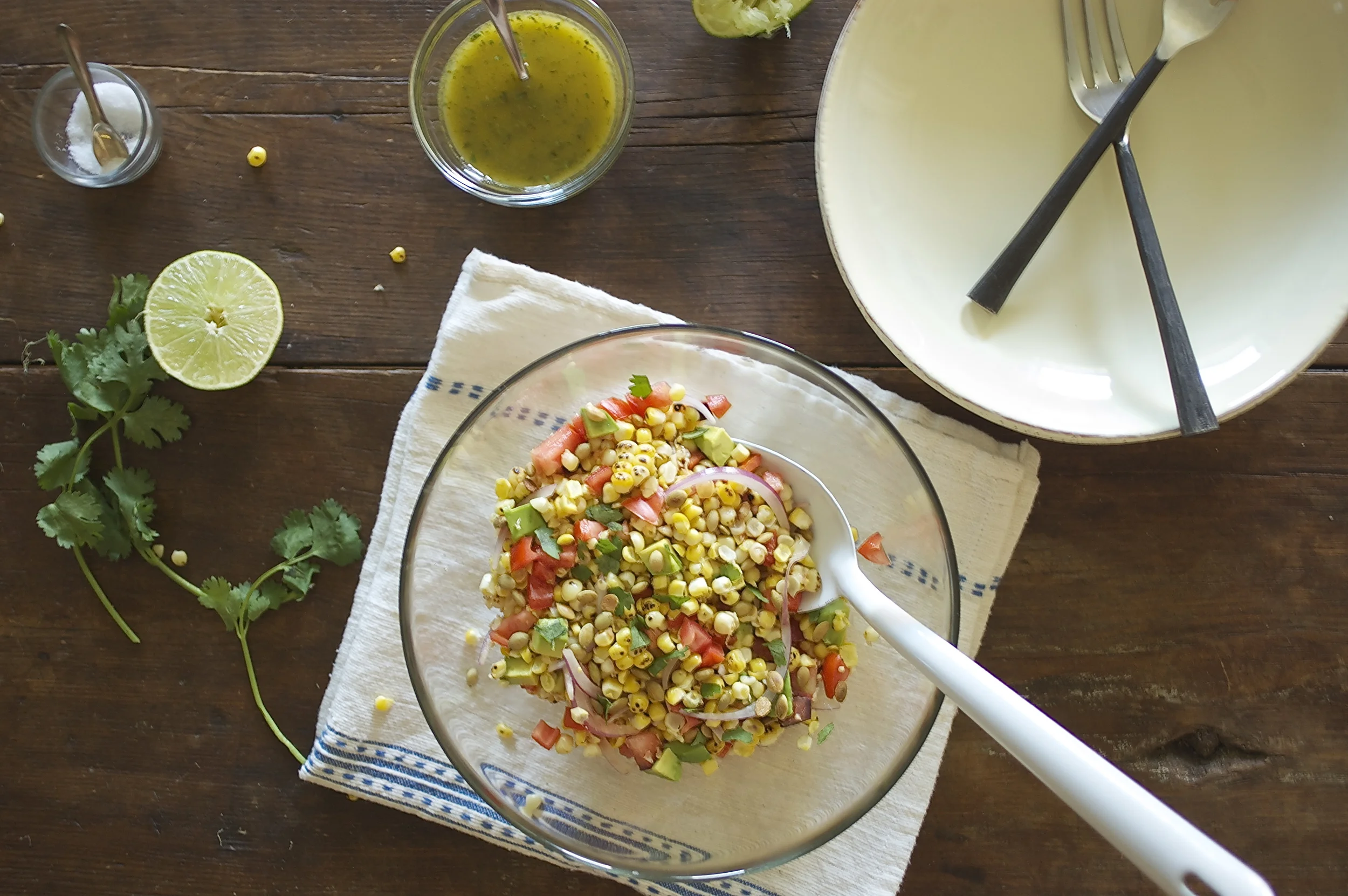 summer salad with charred corn