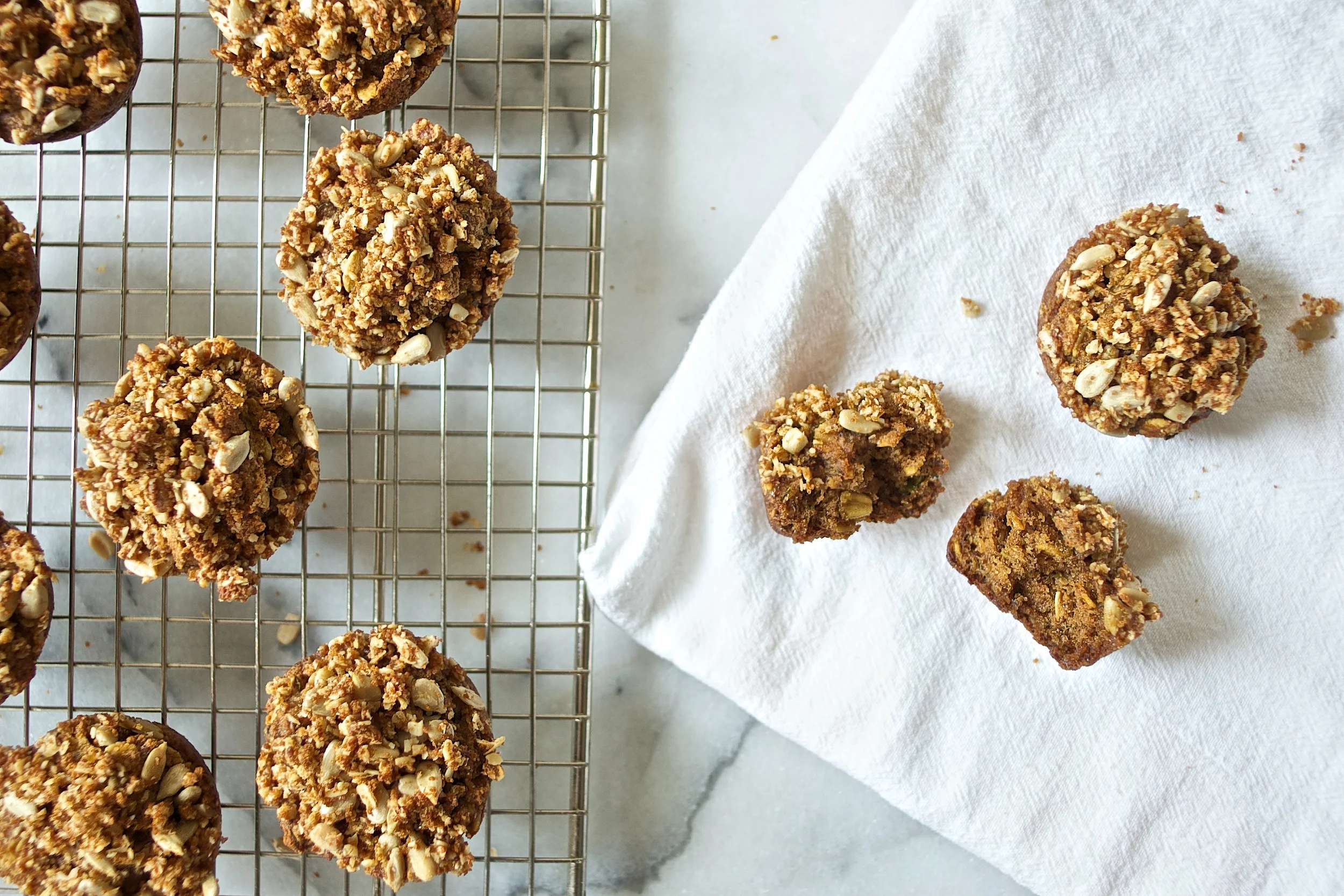 toasted oat + baby zucchini muffins