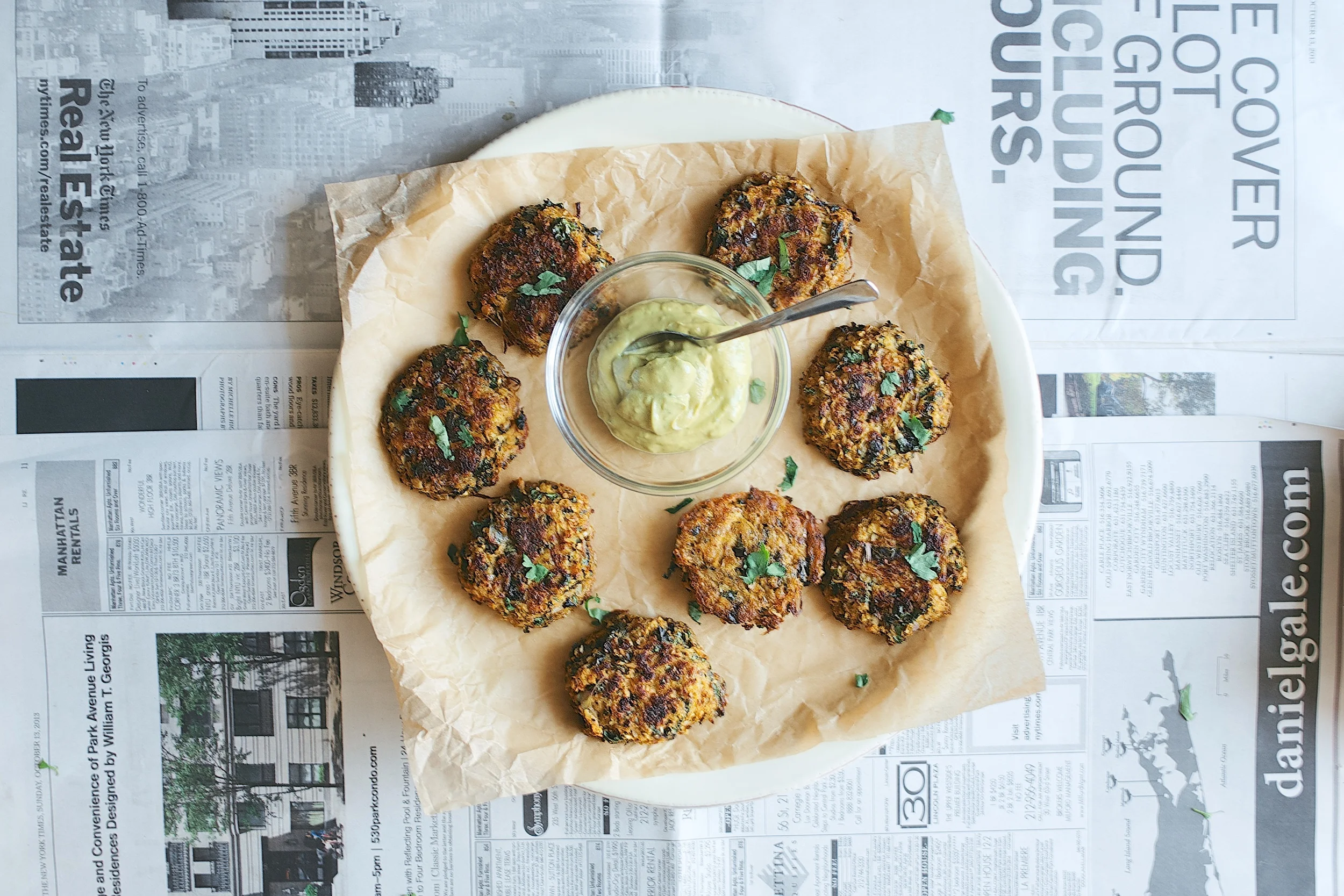 (baked) purple kale, cilantro + spaghetti squash cakes - dolly and oatmeal