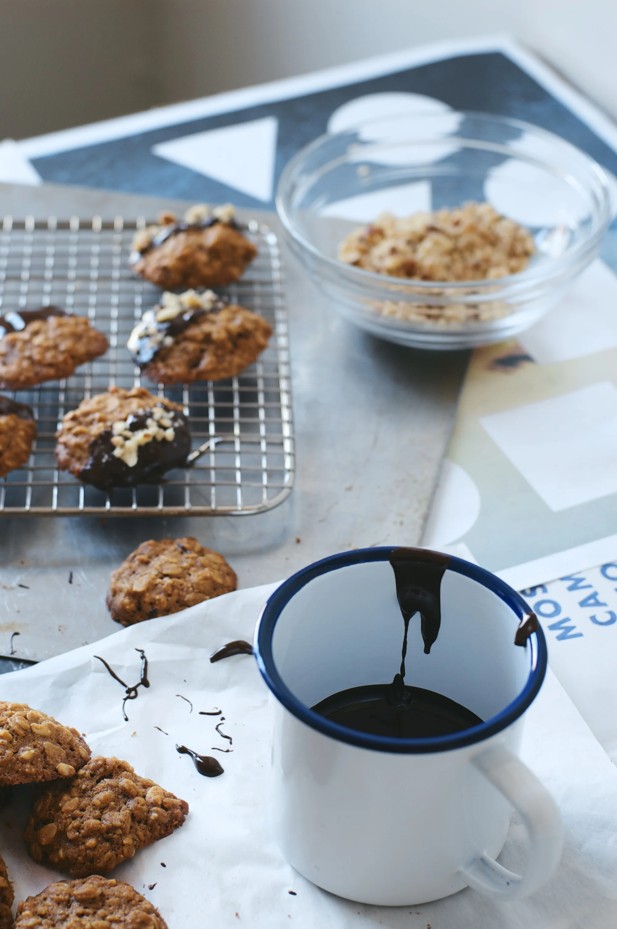 chocolate dipped, oatmealhazelnut cookies — dolly and oatmeal