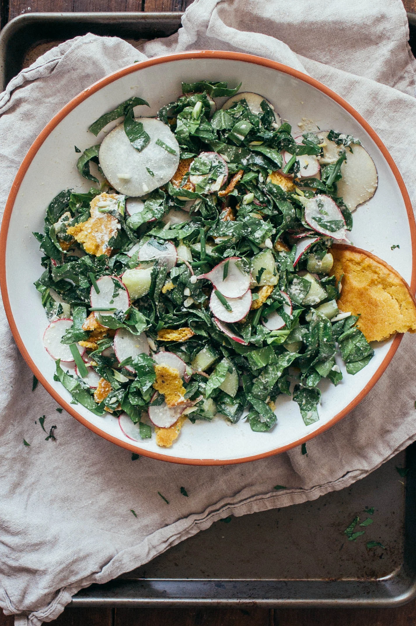 Spring fattoush salad