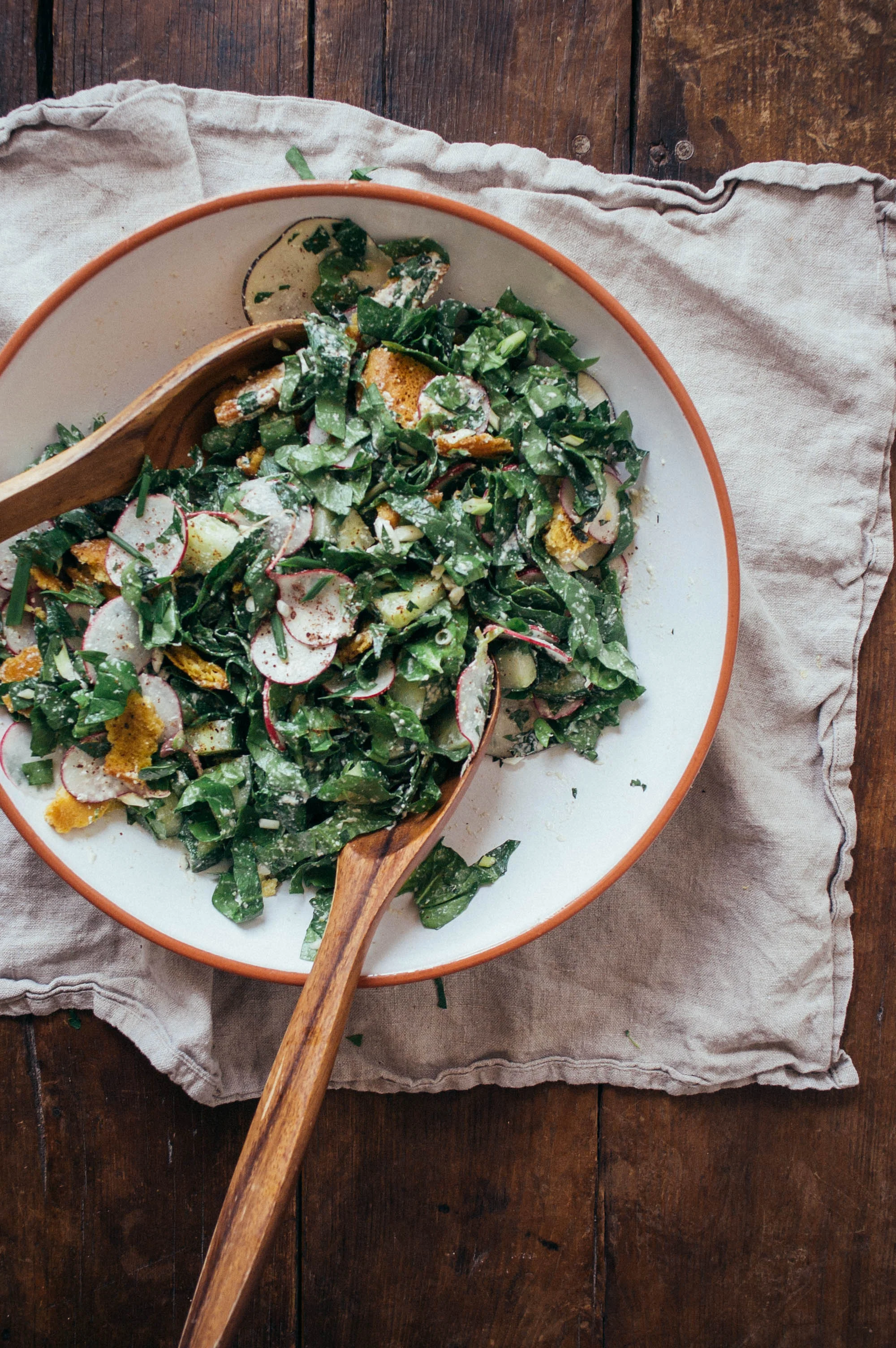 Spring fattoush salad