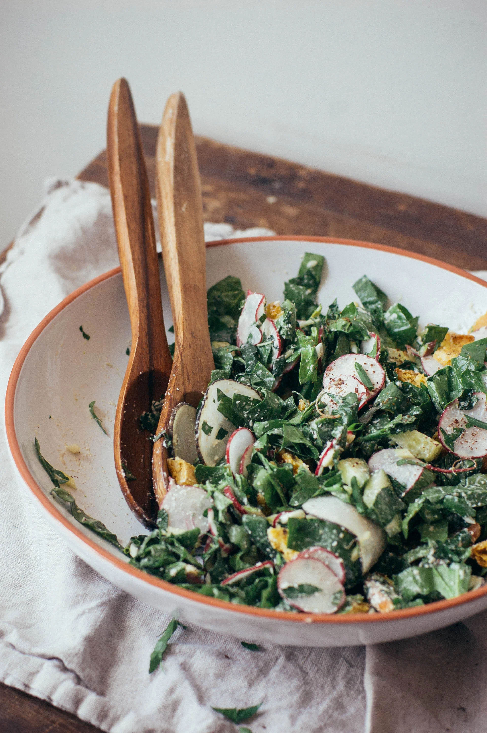 Spring fattoush salad