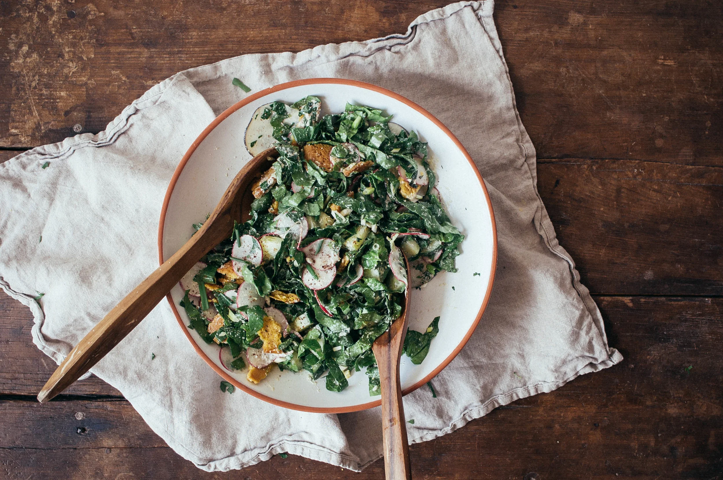 Spring fattoush salad