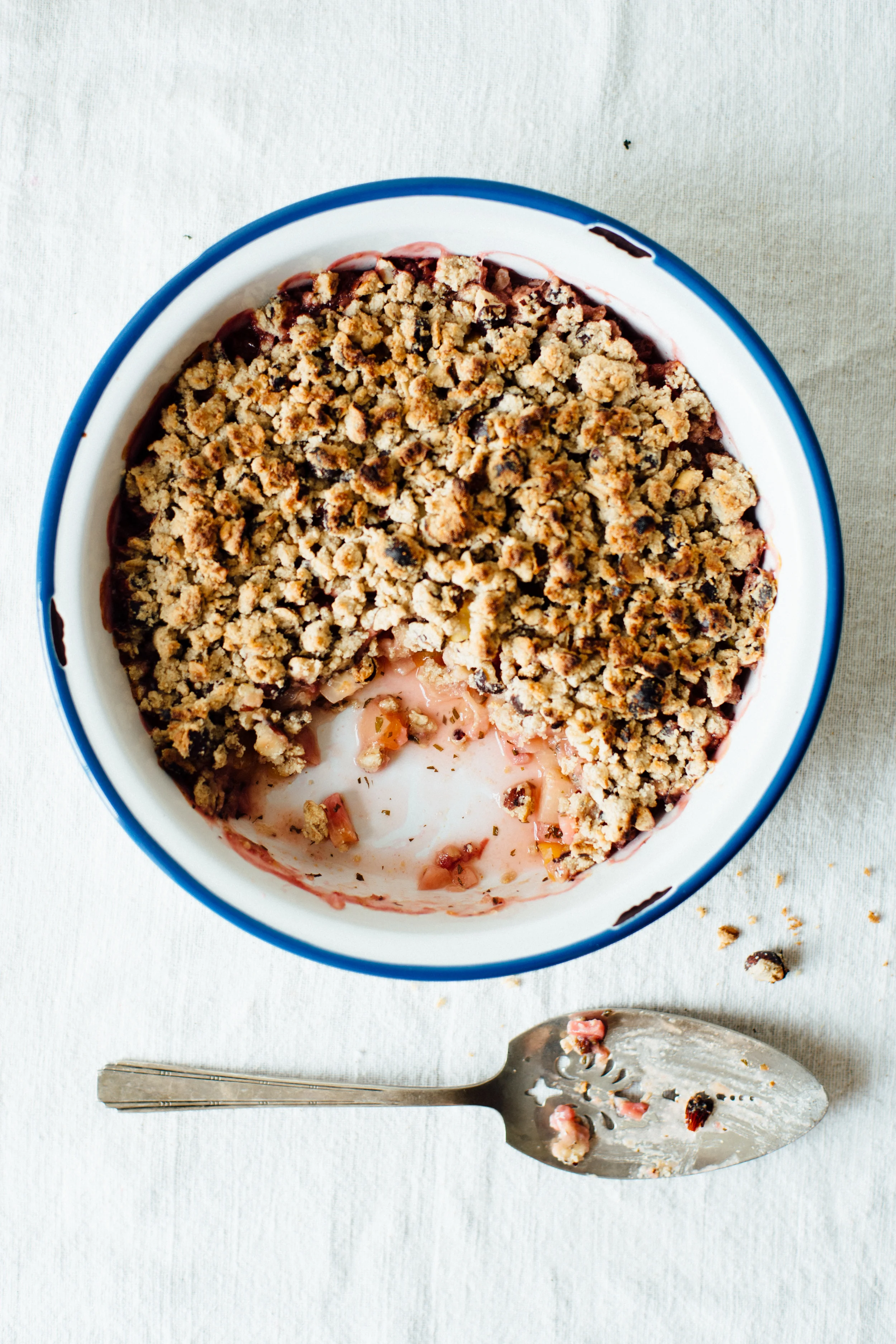 peach, hazelnut + shiso crisp w/ ginger ice cream | dolly and oatmeal