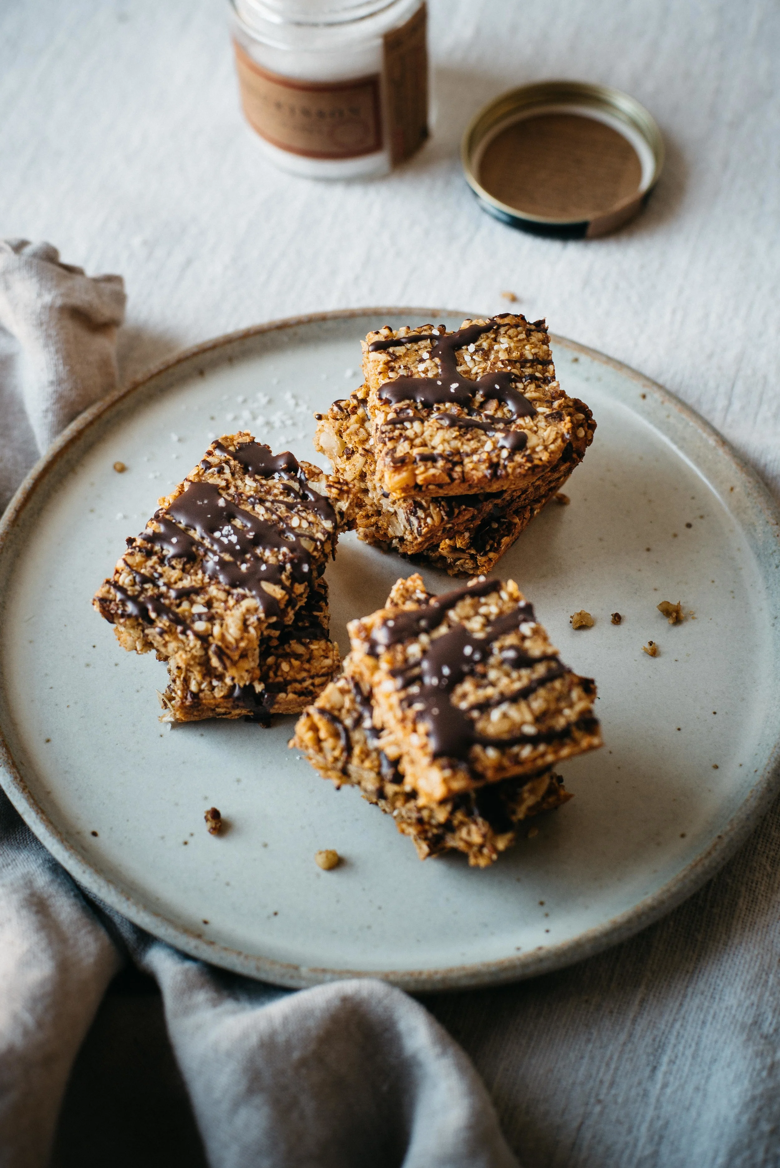butternut squash squares w/ chocolate drizzle + sea salt | dolly and oatmeal