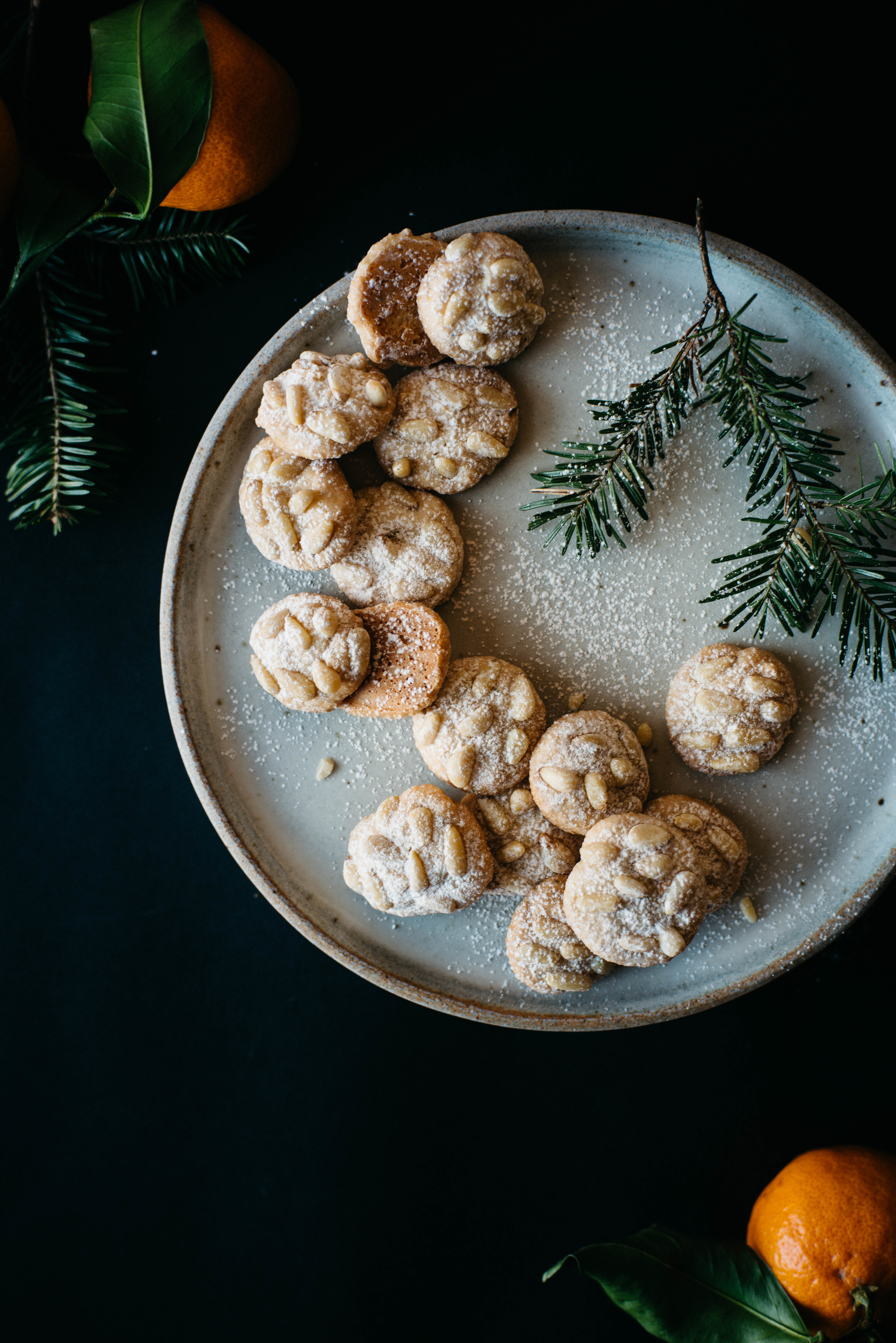satsuma + rosemary pignoli nut cookies | dolly and oatmeal