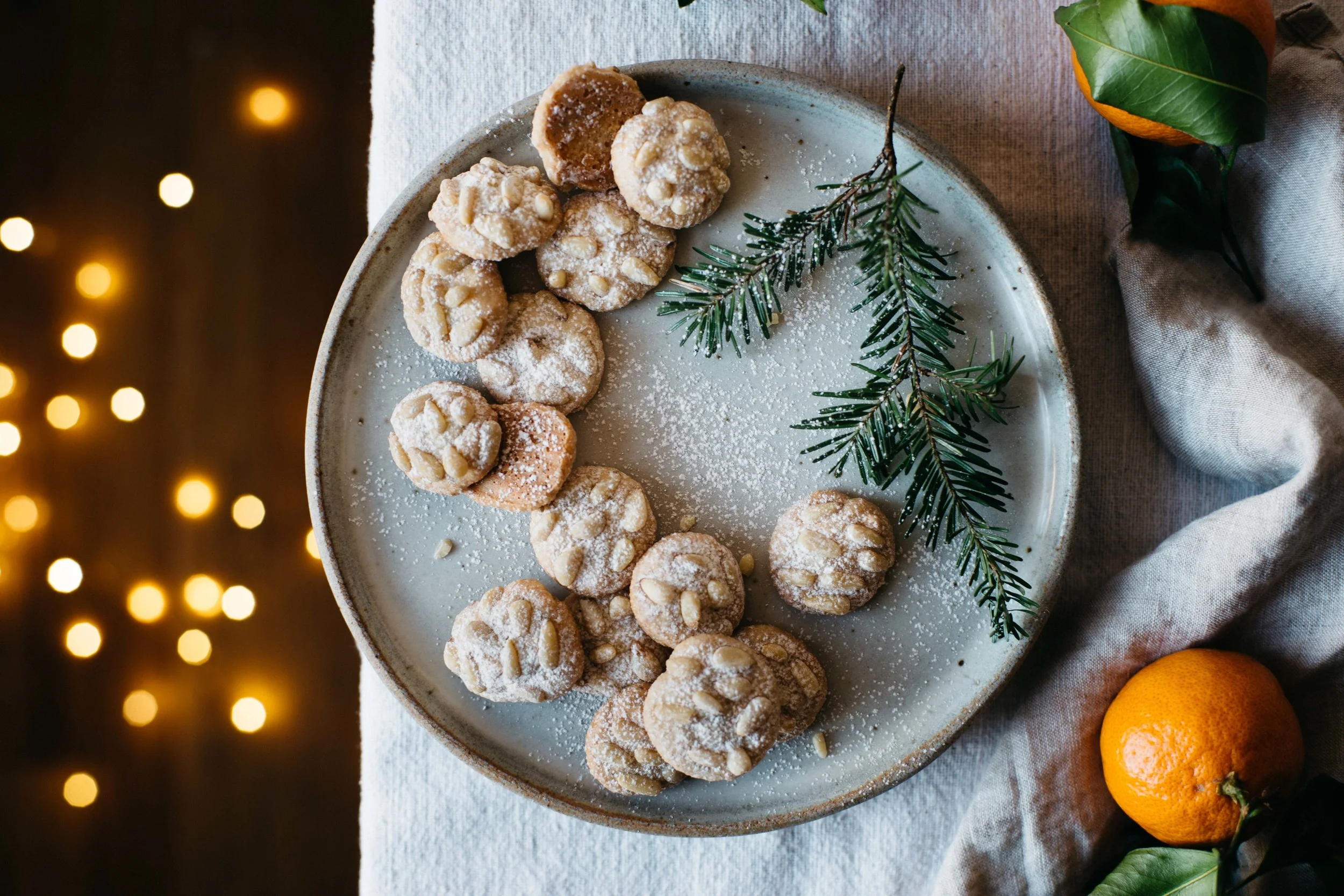 satsuma + rosemary pignoli nut cookies | dolly and oatmeal
