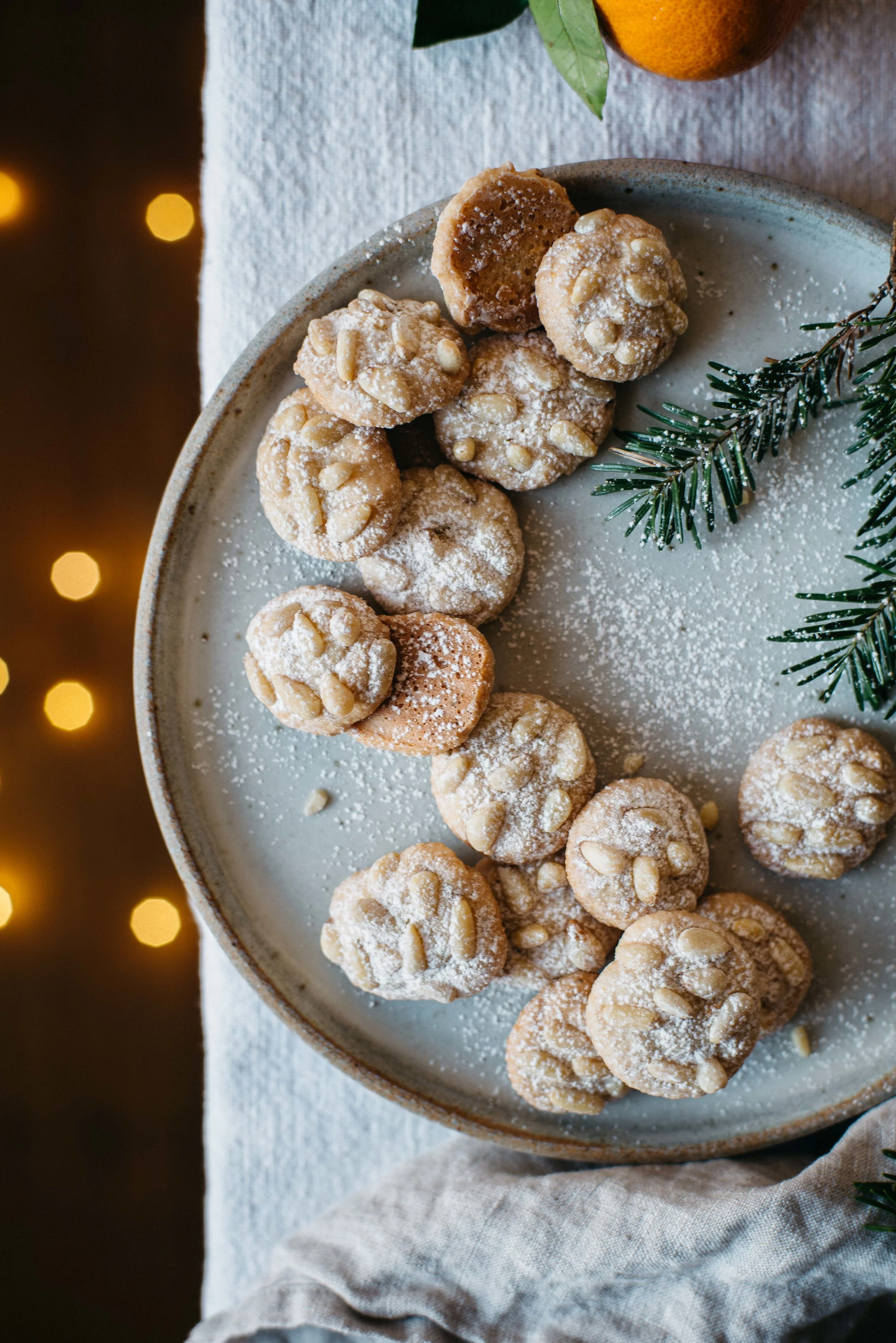 satsuma + rosemary pignoli nut cookies | dolly and oatmeal