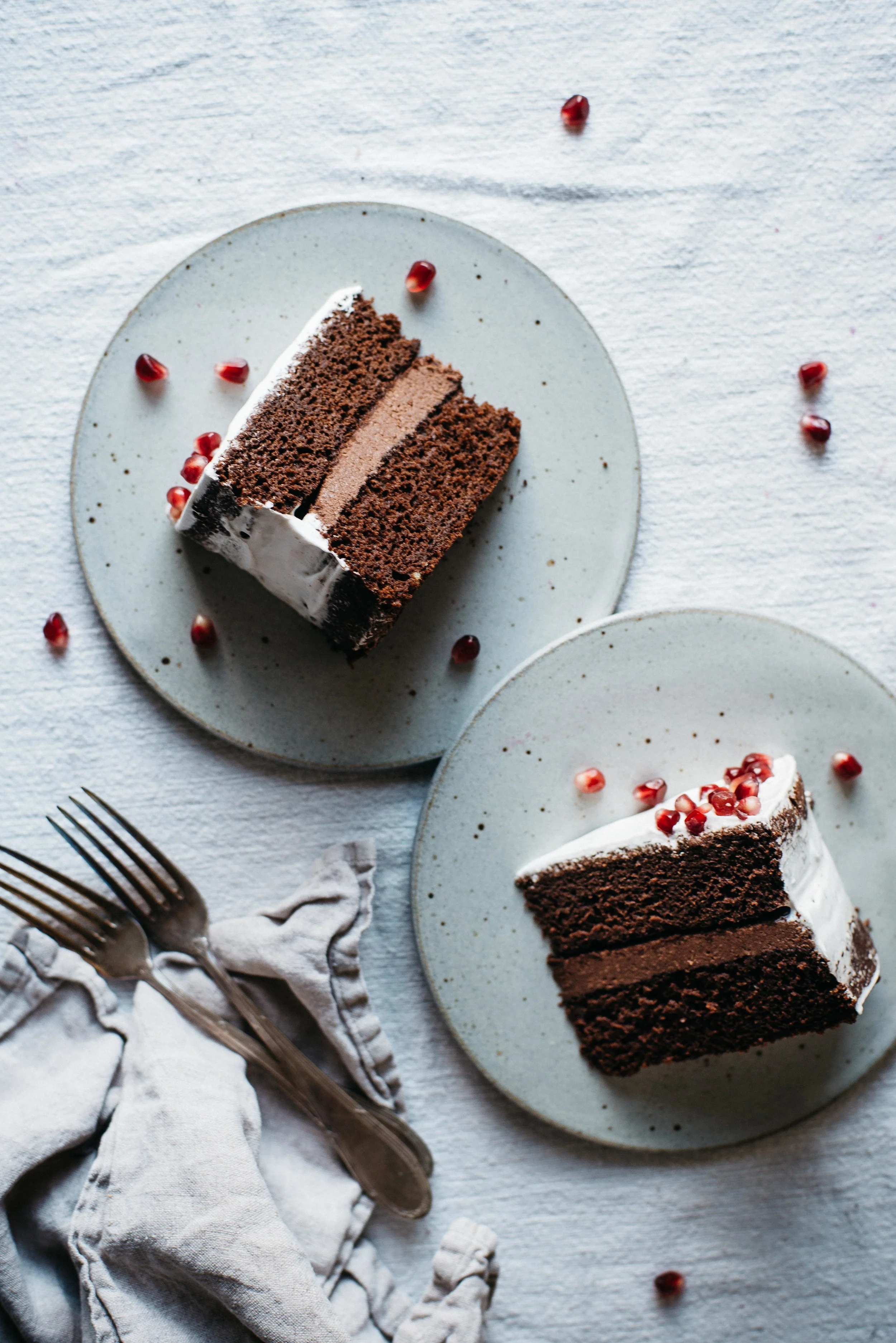 chocolate layer cake w/ cacao macadamia mousse + coconut whip | dolly and oatmeal