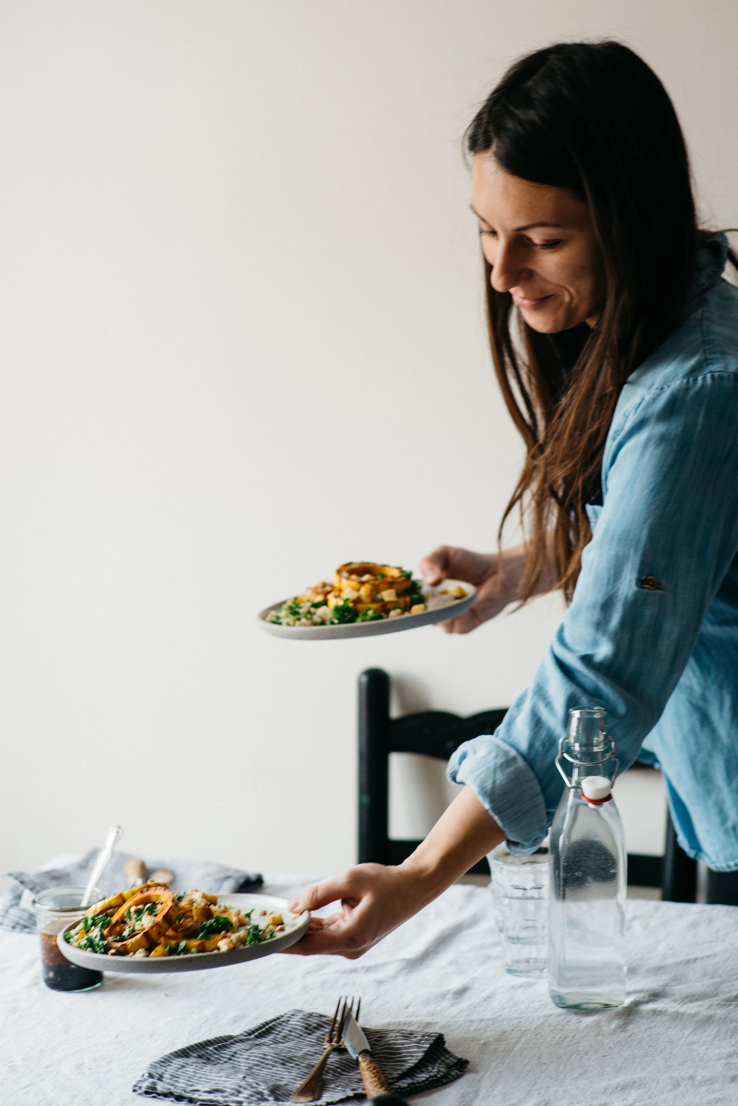 warm squash, parsnip + kale salad w/ pomegranate dressing | dolly and oatmeal