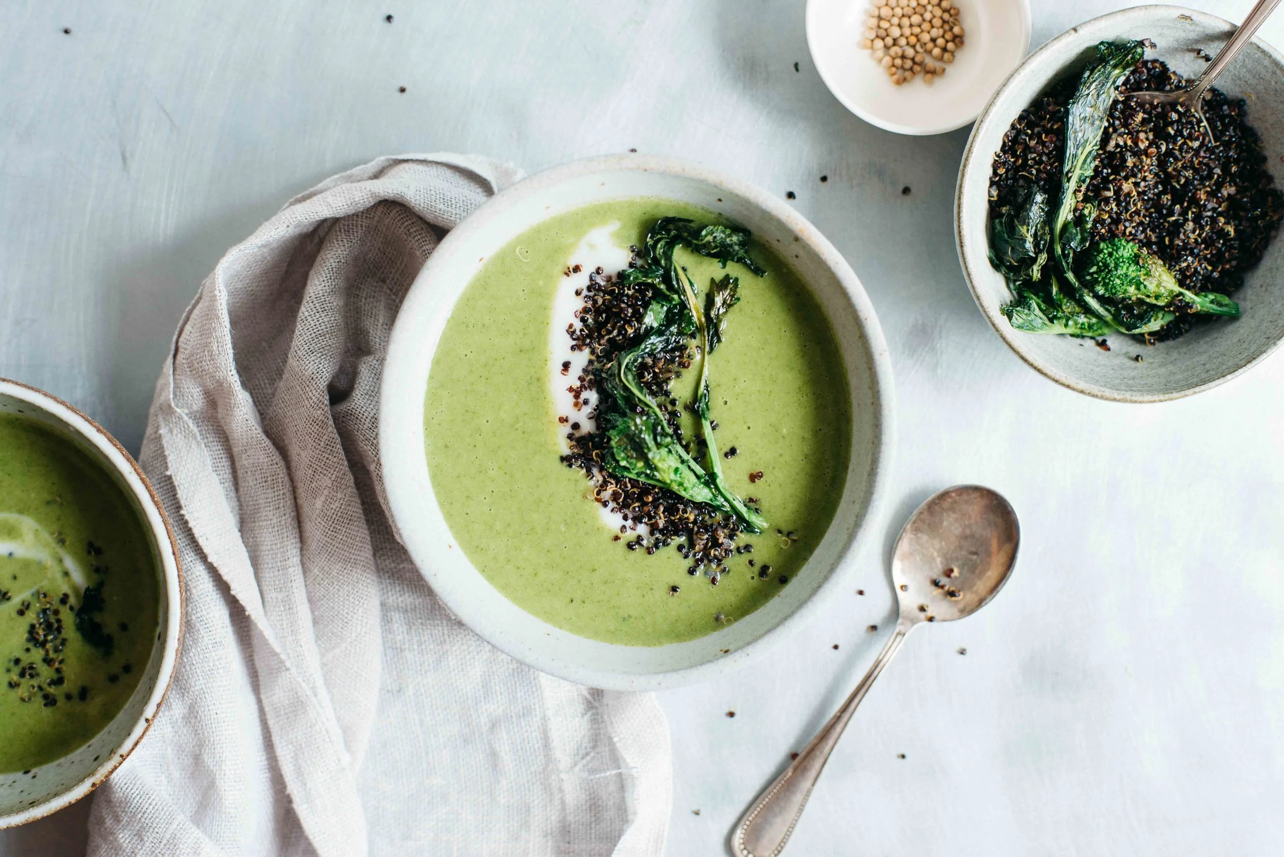 Creamy Broccoli Rabe Soup W Crispy Quinoa Yogurt Dolly And Oatmeal Puree the soup in batches in a blender until smooth. creamy broccoli rabe soup w crispy