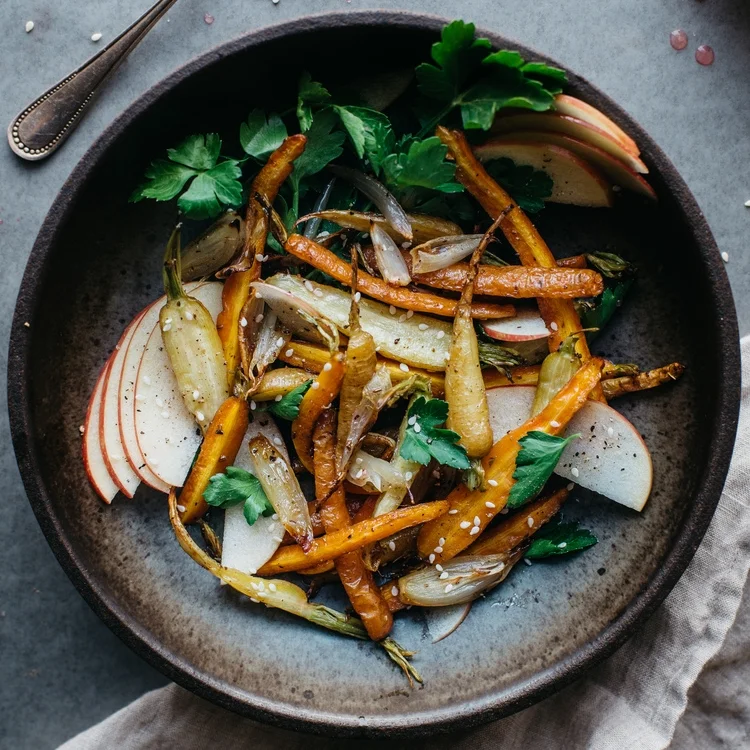 fennel roasted carrots + shallots