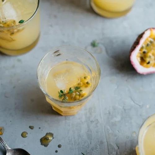 pasiion fruit + lemon-ginger fresca