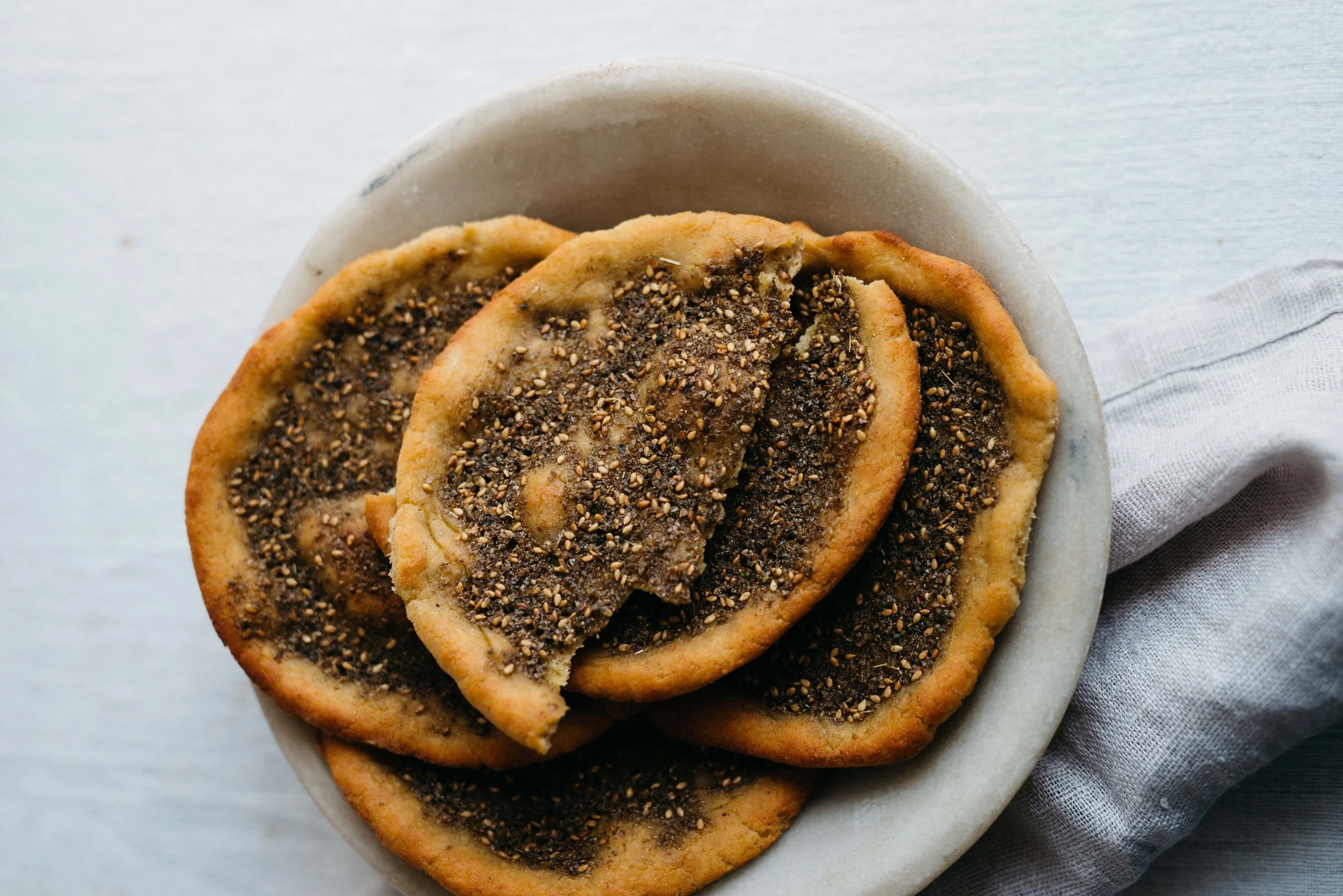 Sunshine Mung Bean Spread w/ Gluten Free Za'atar Flatbread — dolly and