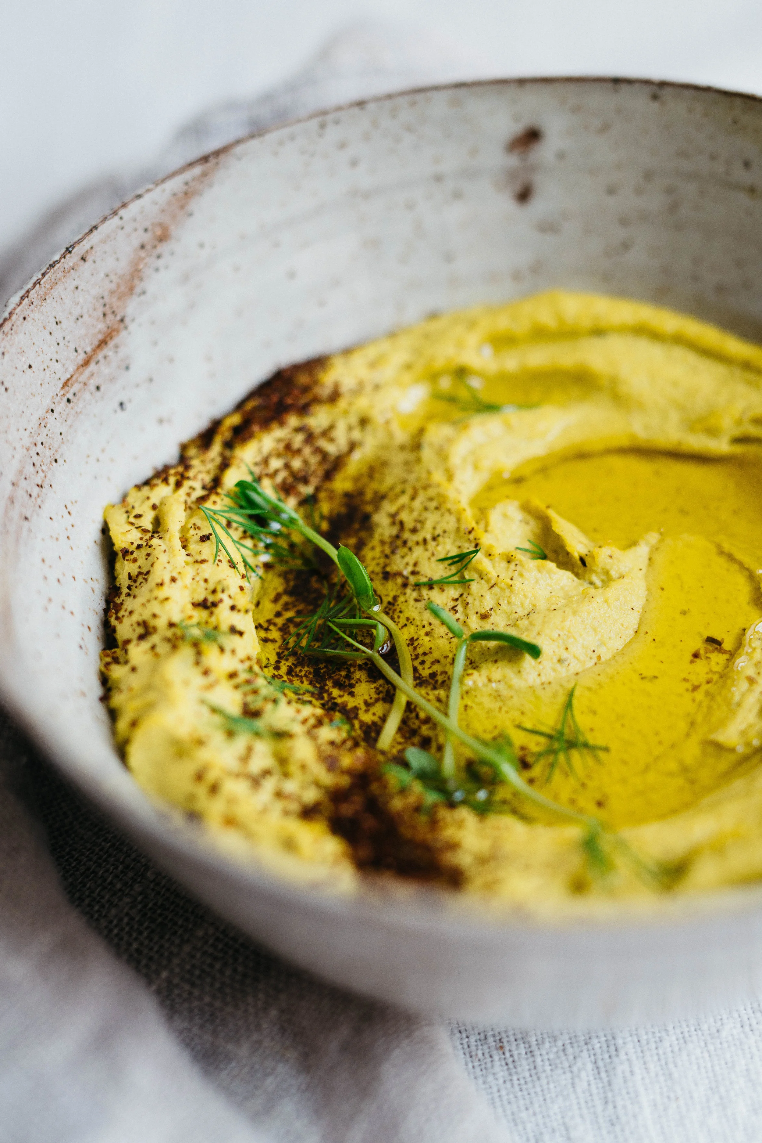 Sunshine Mung Bean Spread w/ Gluten Free Za'tar Flatbread