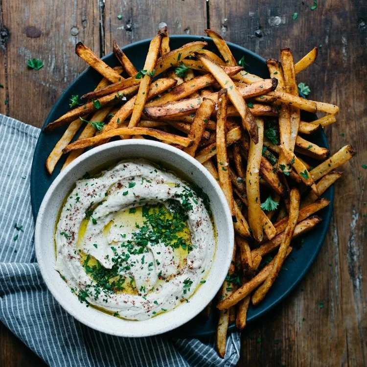 spicy hummus fries