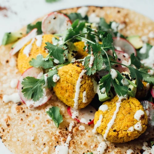mung bean &amp; cilantro falafel tacos
